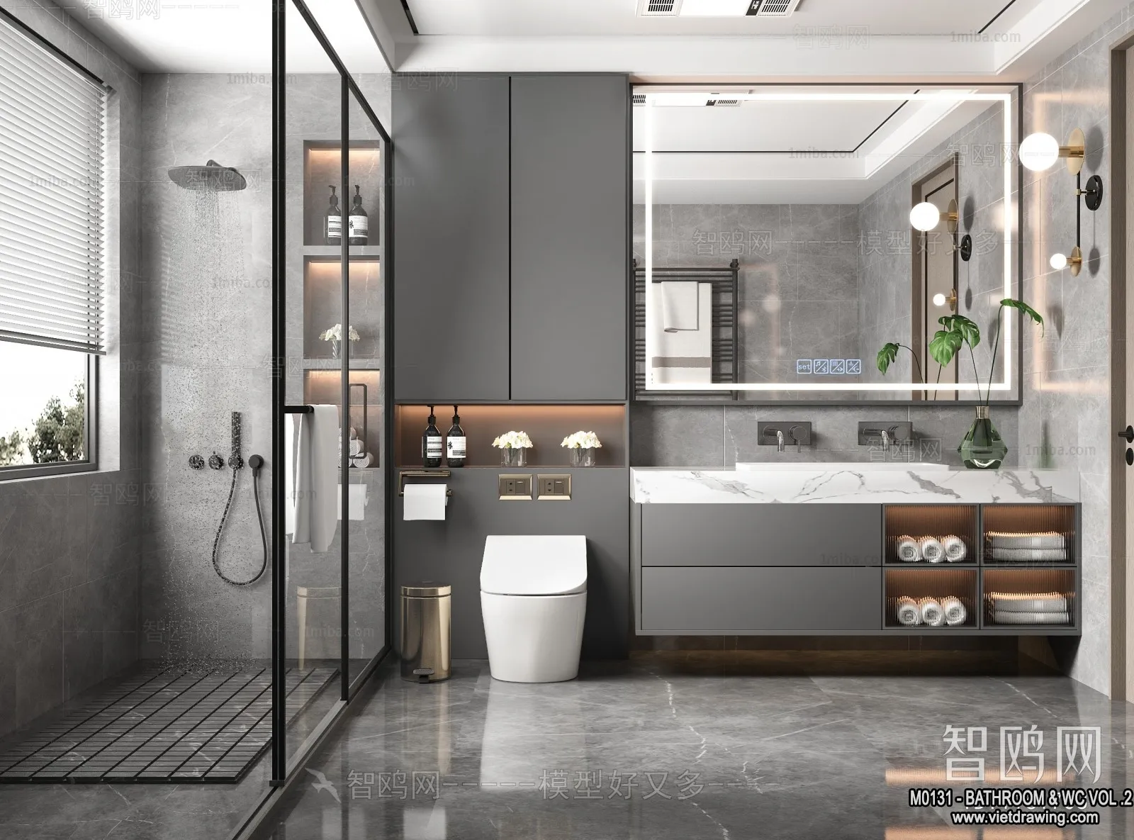 Bathroom – Toilet – WC – RestRoom – 3D Interior Scene – 444