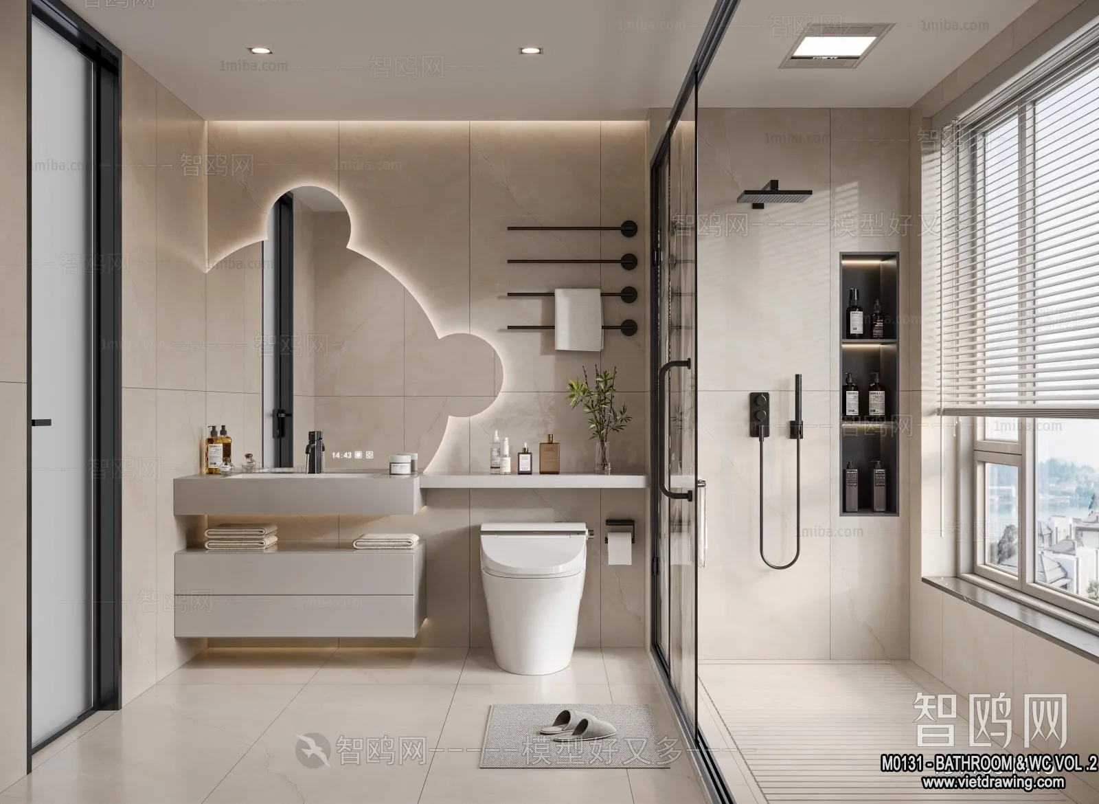 Bathroom – Toilet – WC – RestRoom – 3D Interior Scene – 445