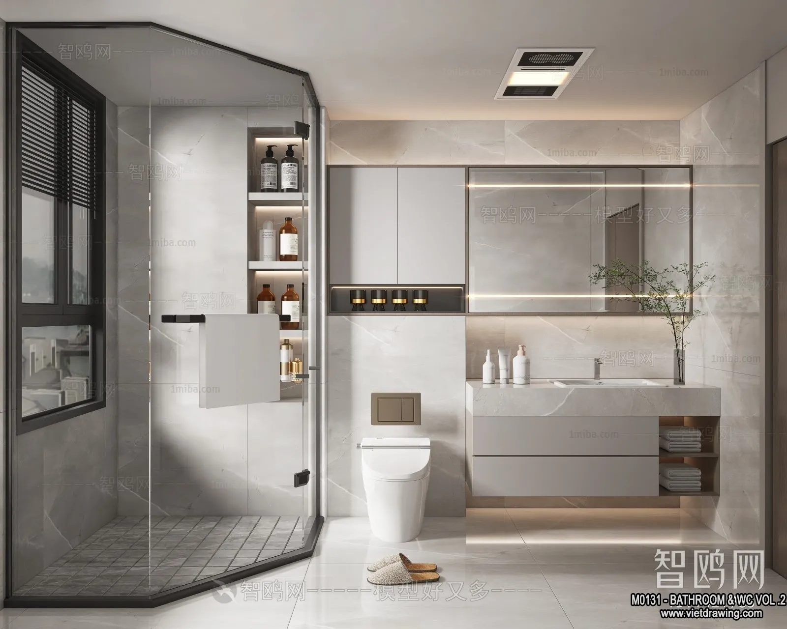 Bathroom – Toilet – WC – RestRoom – 3D Interior Scene – 446