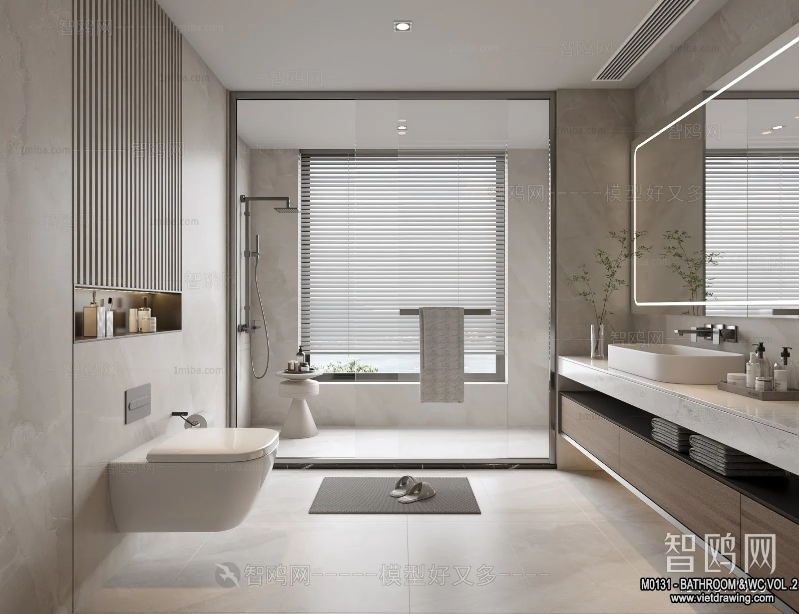 Bathroom – Toilet – WC – RestRoom – 3D Interior Scene – 447