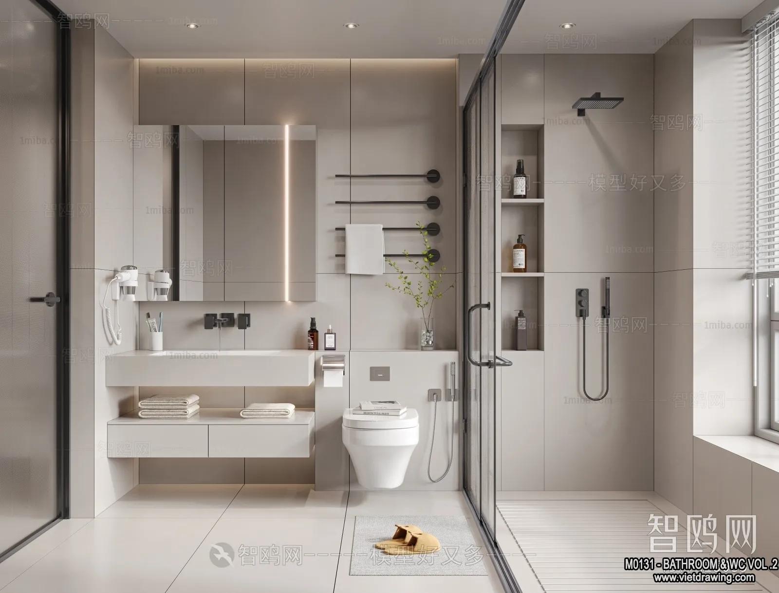 Bathroom – Toilet – WC – RestRoom – 3D Interior Scene – 448