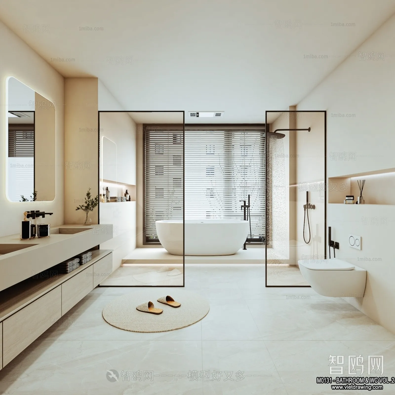 Bathroom – Toilet – WC – RestRoom – 3D Interior Scene – 449