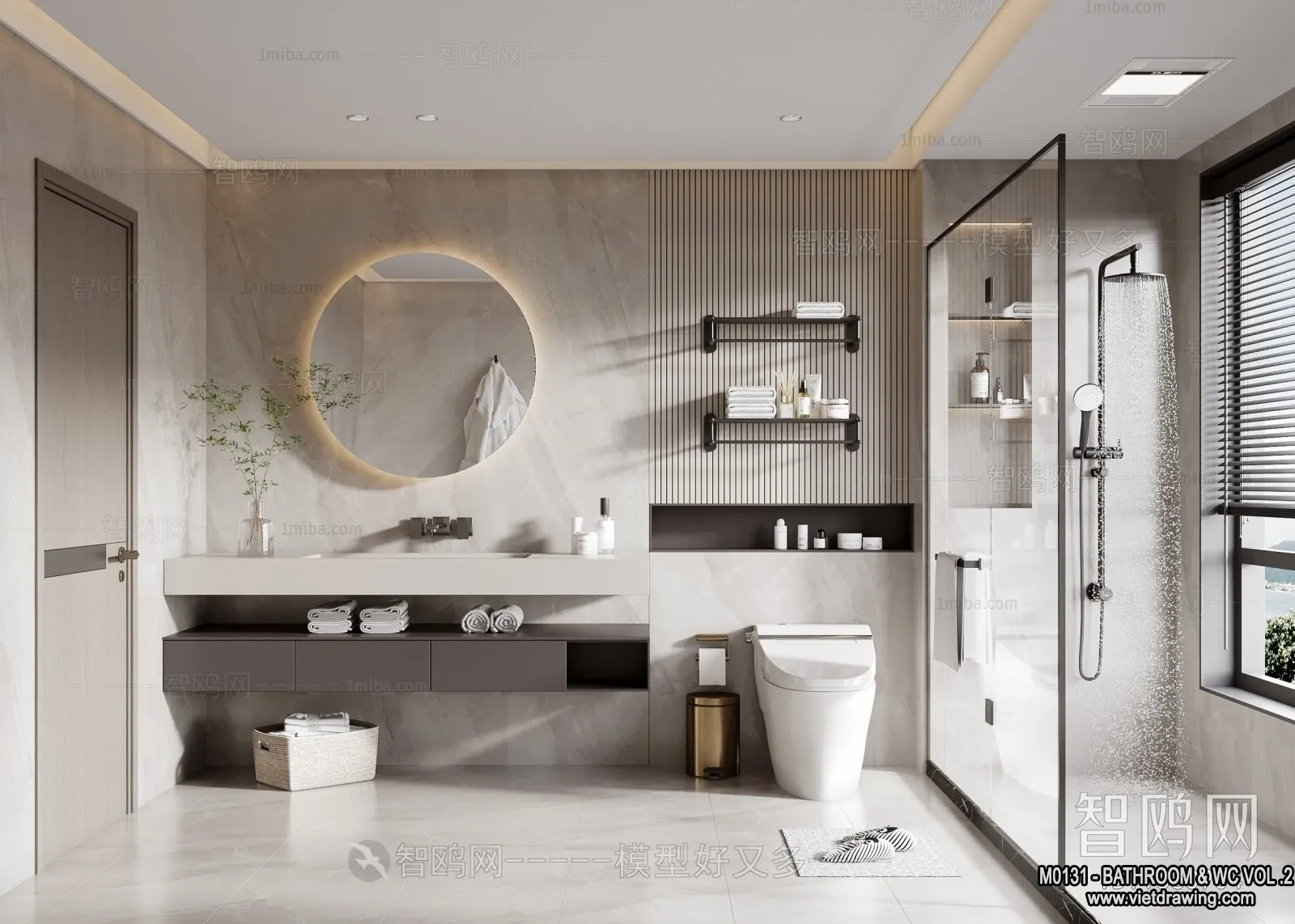 Bathroom – Toilet – WC – RestRoom – 3D Interior Scene – 450