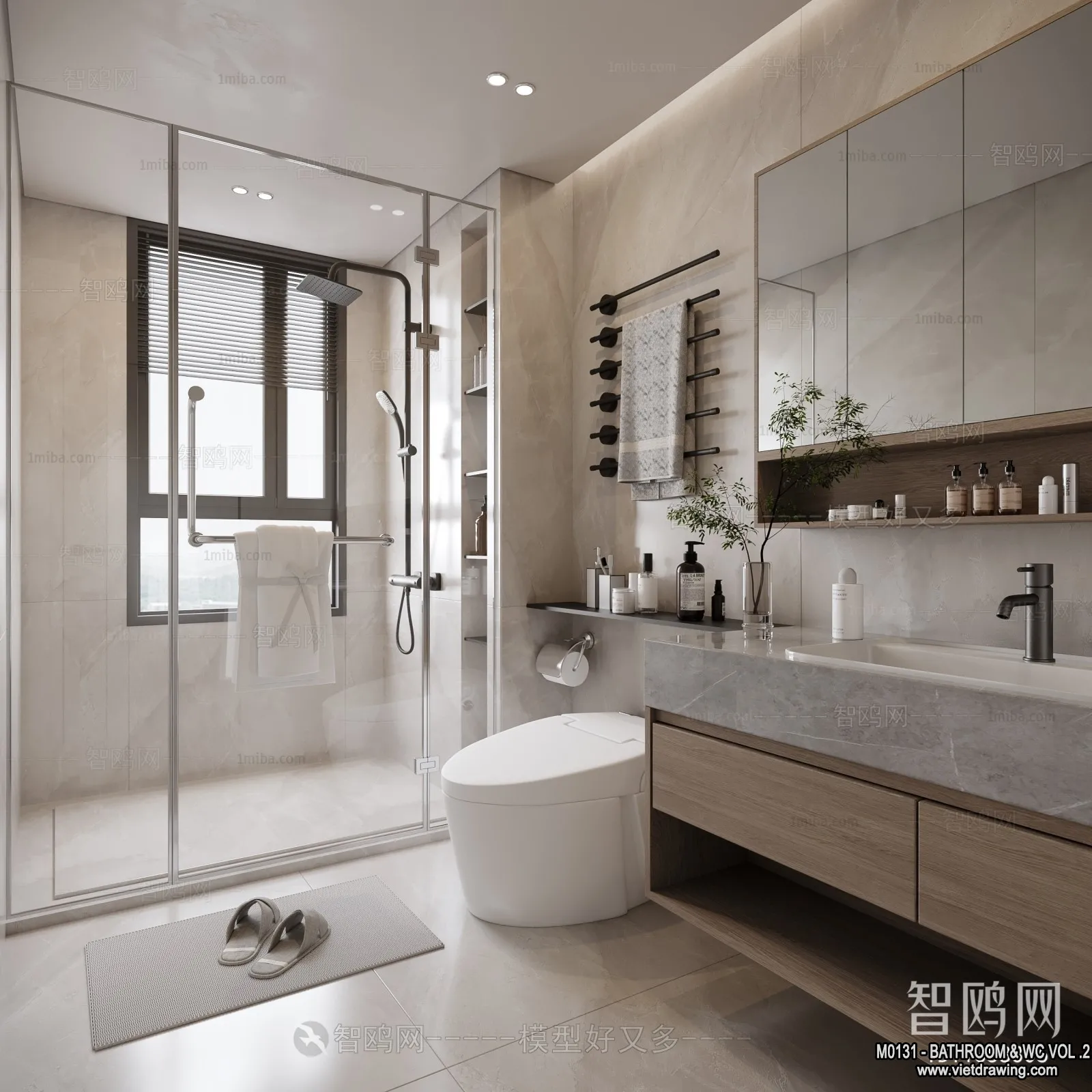 Bathroom – Toilet – WC – RestRoom – 3D Interior Scene – 451