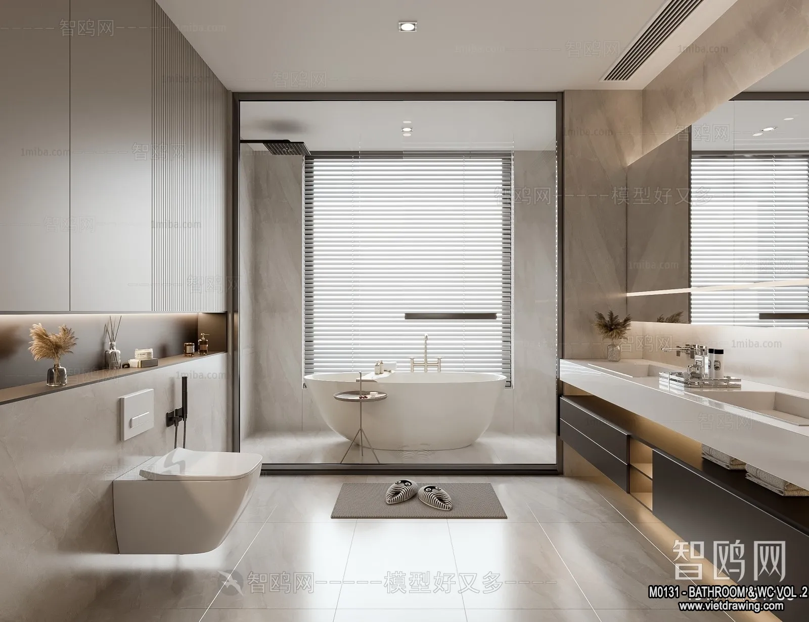 Bathroom – Toilet – WC – RestRoom – 3D Interior Scene – 453