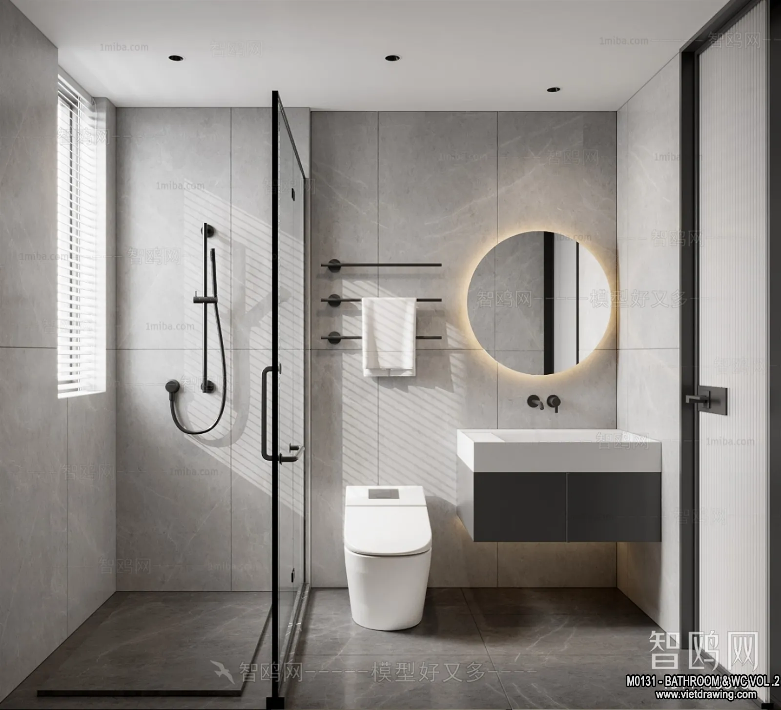 Bathroom – Toilet – WC – RestRoom – 3D Interior Scene – 455