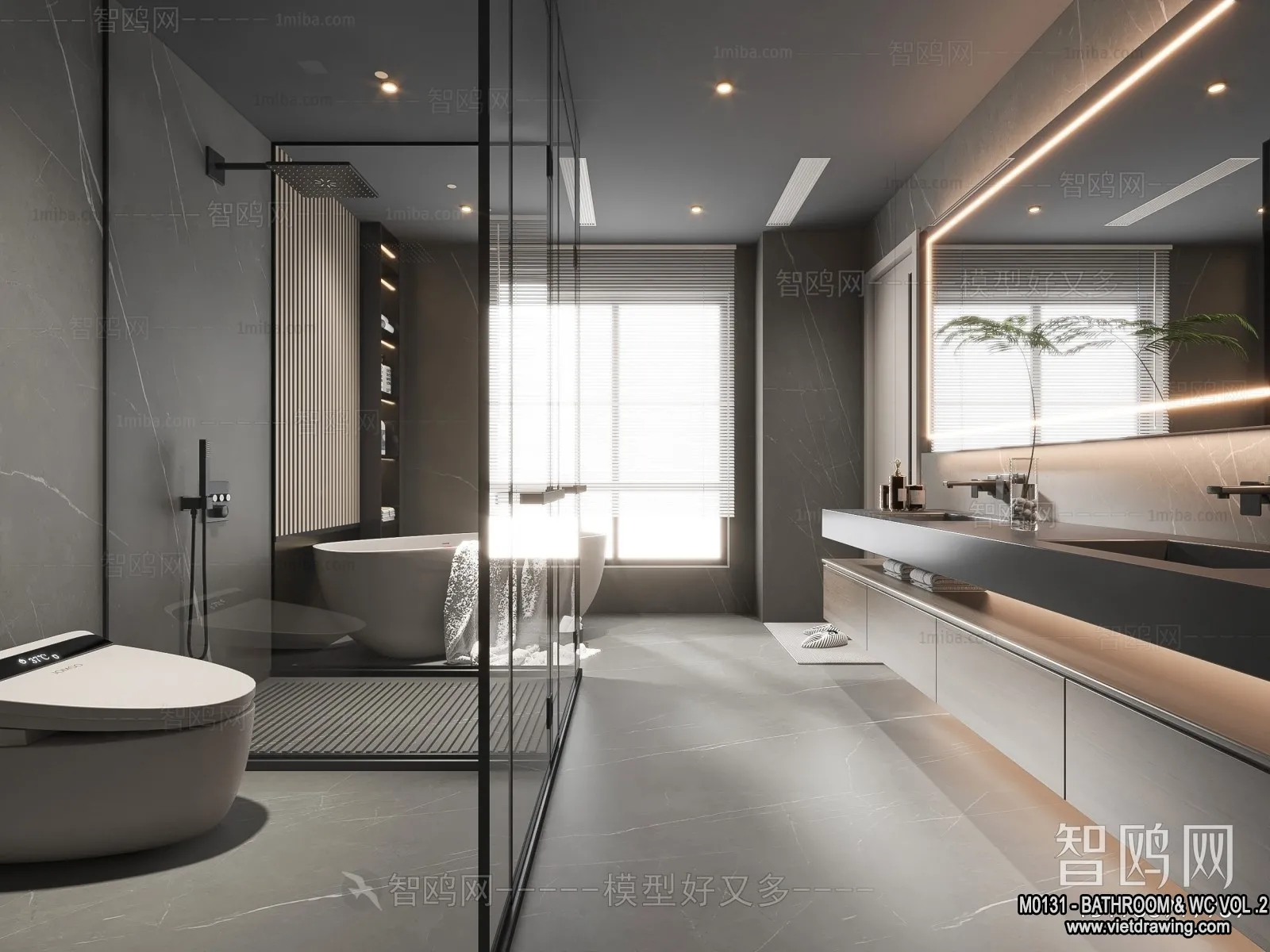 Bathroom – Toilet – WC – RestRoom – 3D Interior Scene – 456