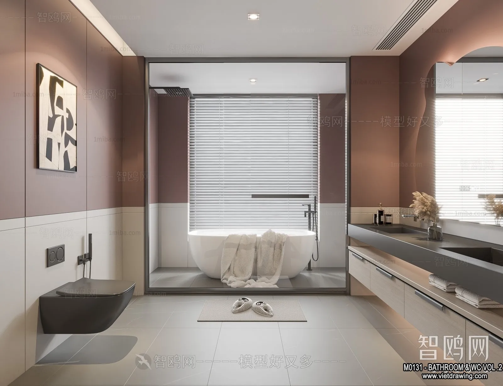 Bathroom – Toilet – WC – RestRoom – 3D Interior Scene – 457