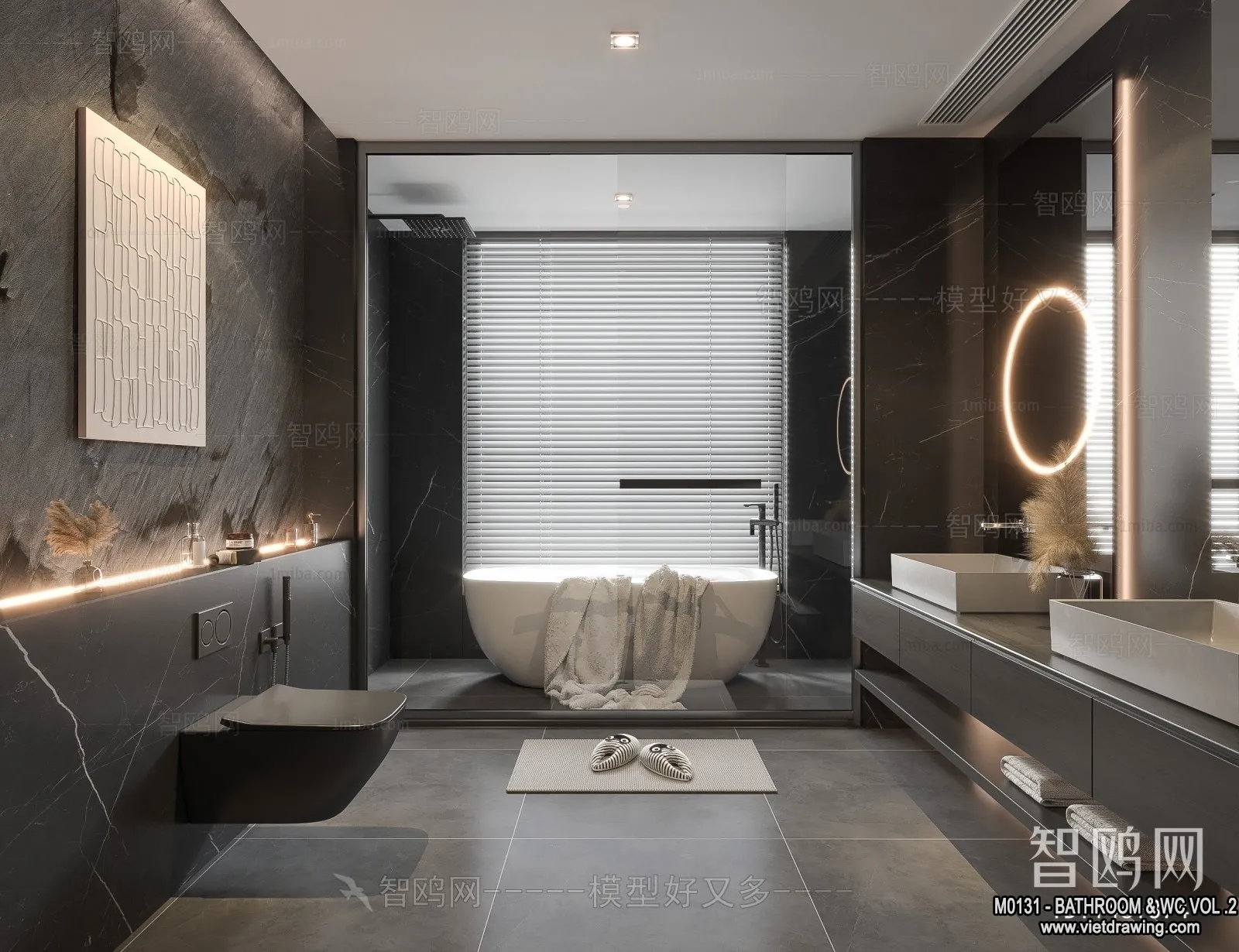 Bathroom – Toilet – WC – RestRoom – 3D Interior Scene – 458