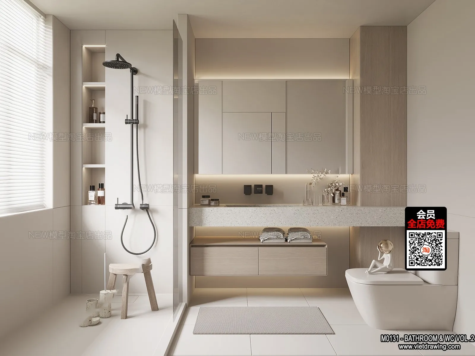 Bathroom – Toilet – WC – RestRoom – 3D Interior Scene – 462