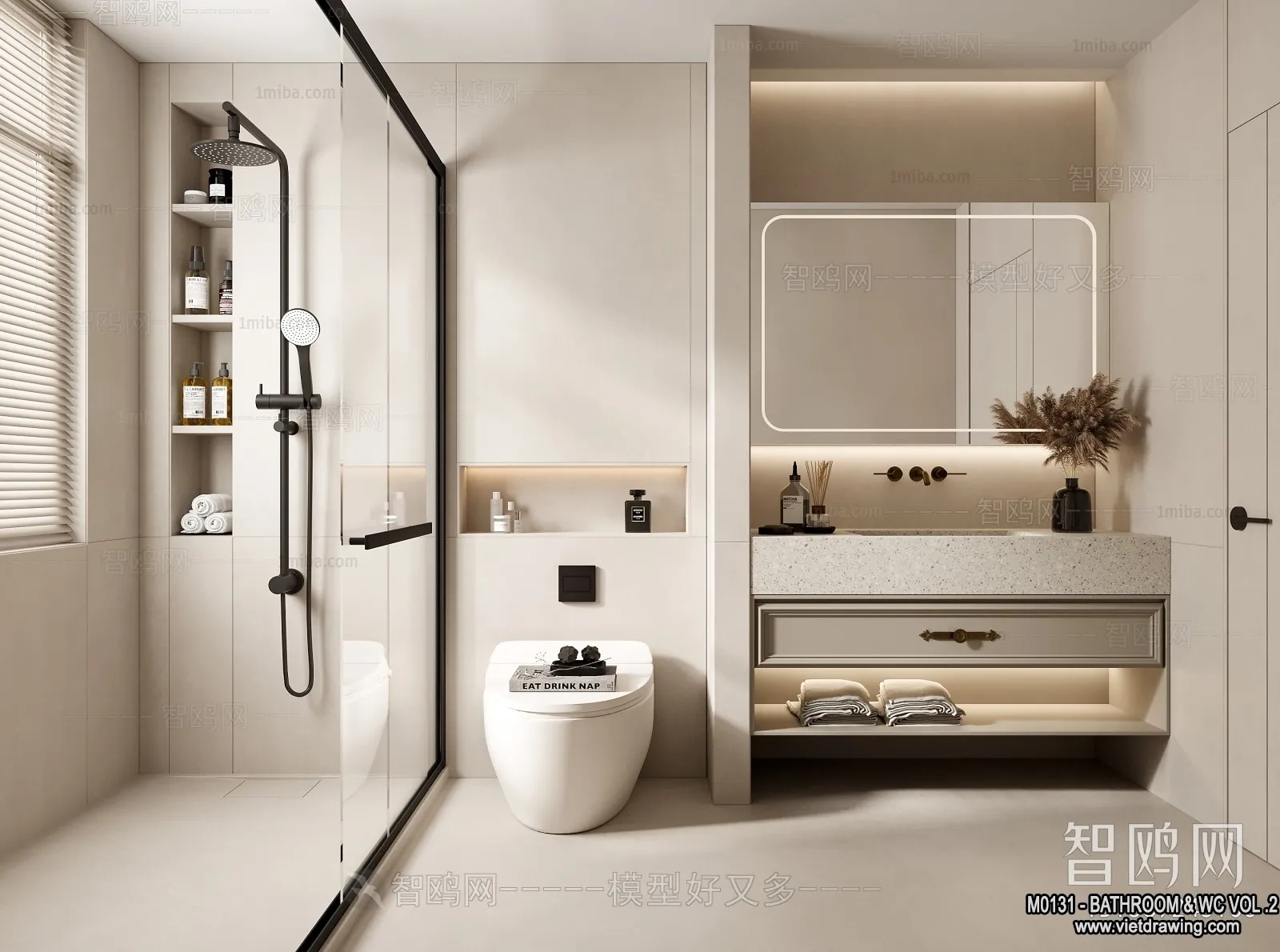 Bathroom – Toilet – WC – RestRoom – 3D Interior Scene – 463