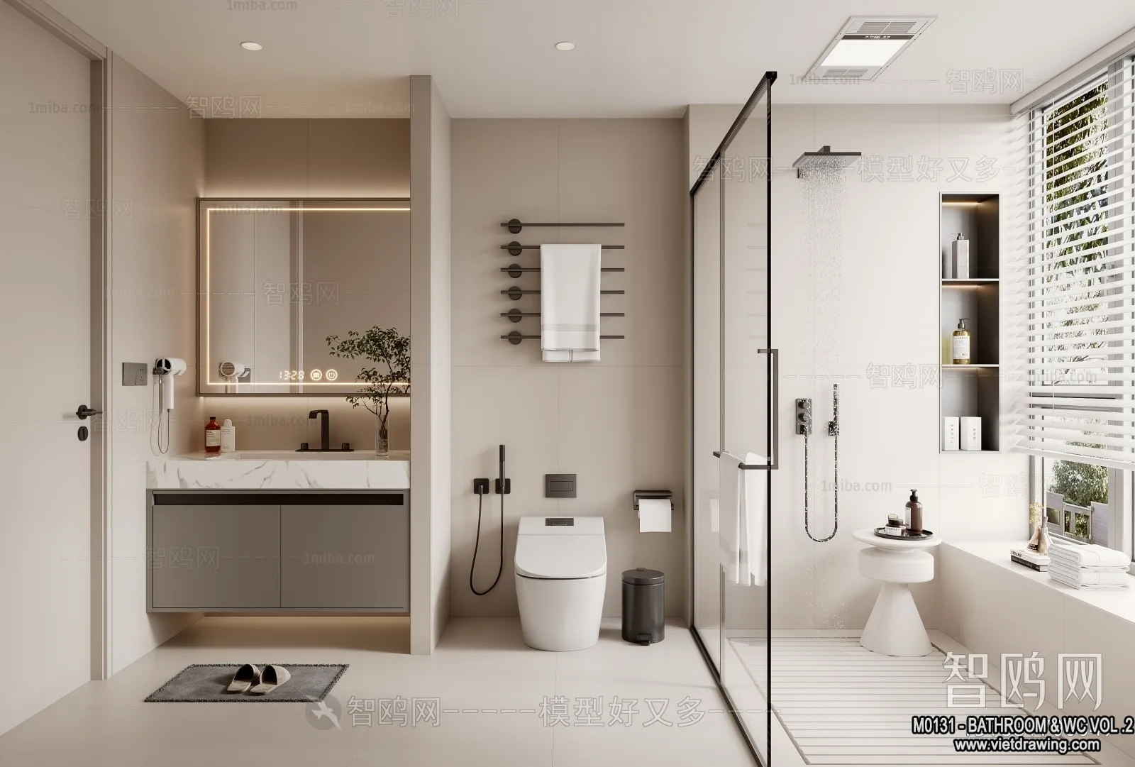 Bathroom – Toilet – WC – RestRoom – 3D Interior Scene – 464