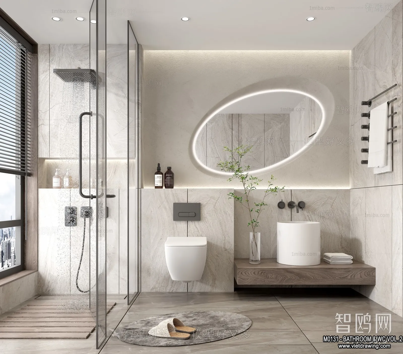 Bathroom – Toilet – WC – RestRoom – 3D Interior Scene – 466