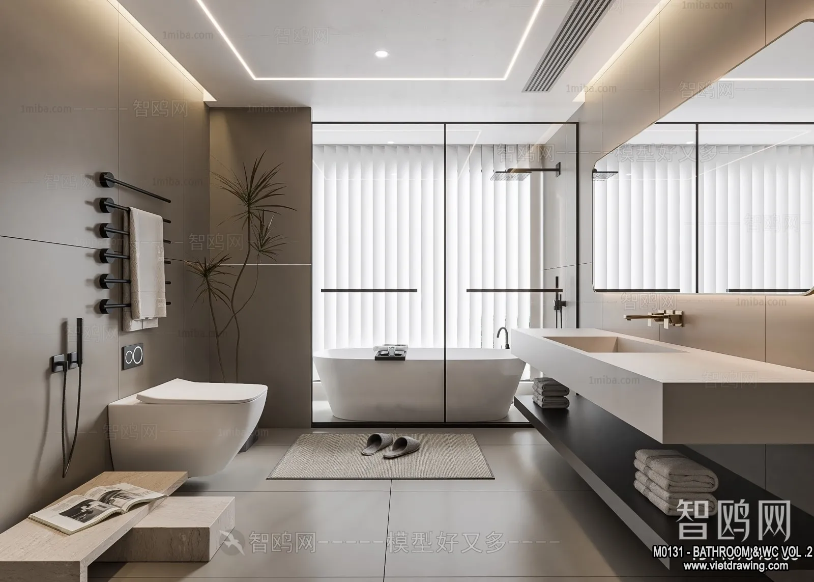 Bathroom – Toilet – WC – RestRoom – 3D Interior Scene – 467