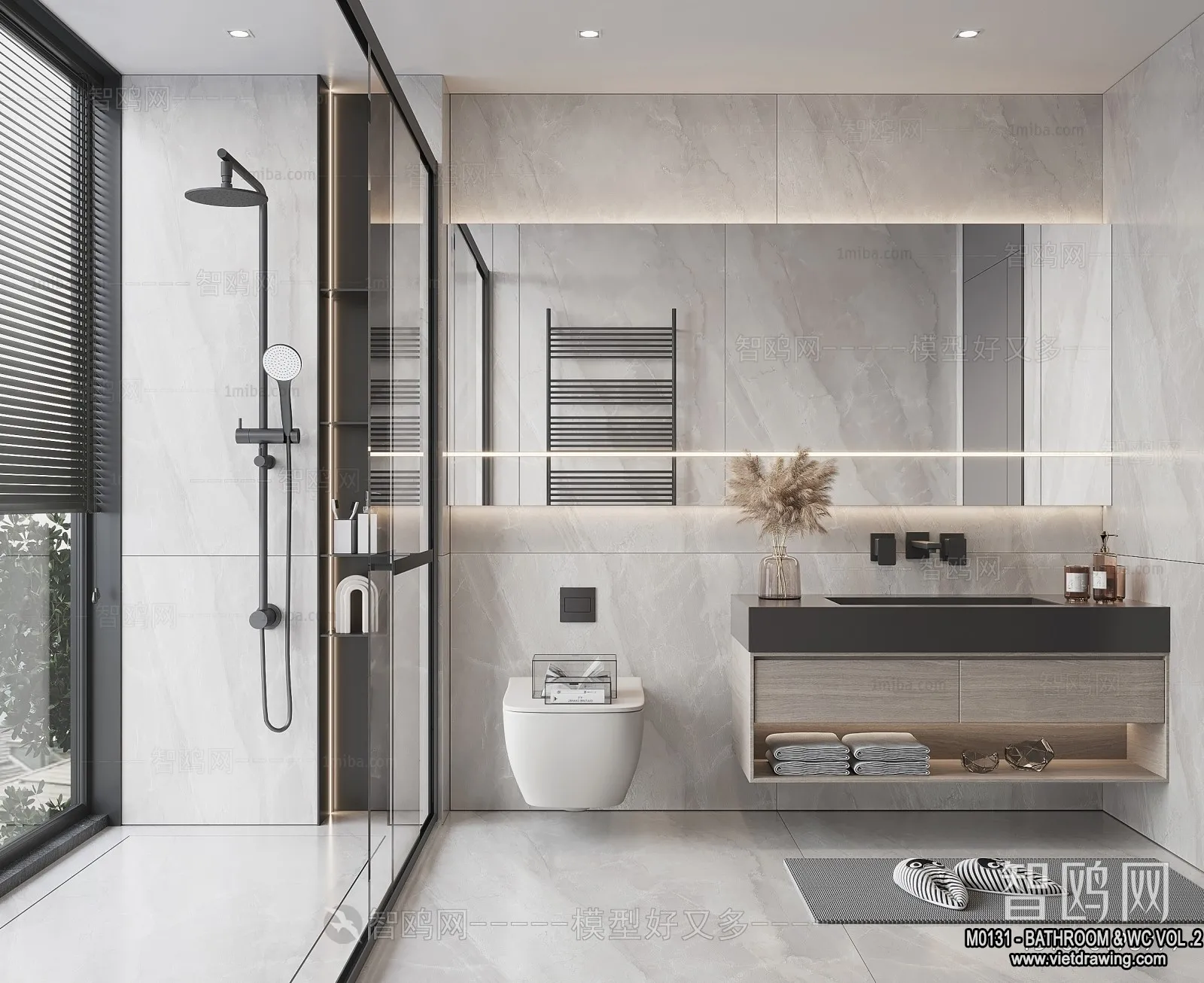 Bathroom – Toilet – WC – RestRoom – 3D Interior Scene – 473