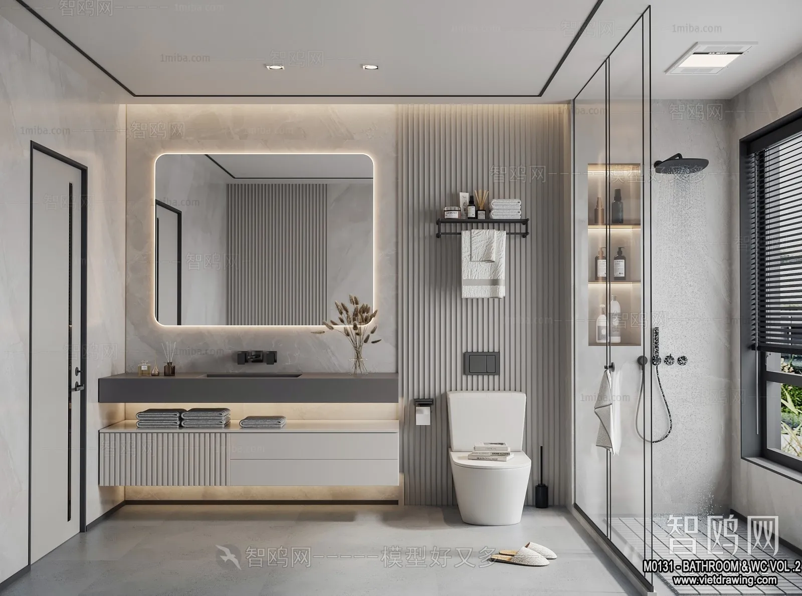 Bathroom – Toilet – WC – RestRoom – 3D Interior Scene – 474