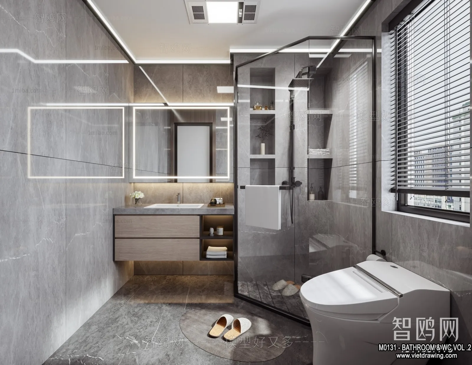 Bathroom – Toilet – WC – RestRoom – 3D Interior Scene – 475