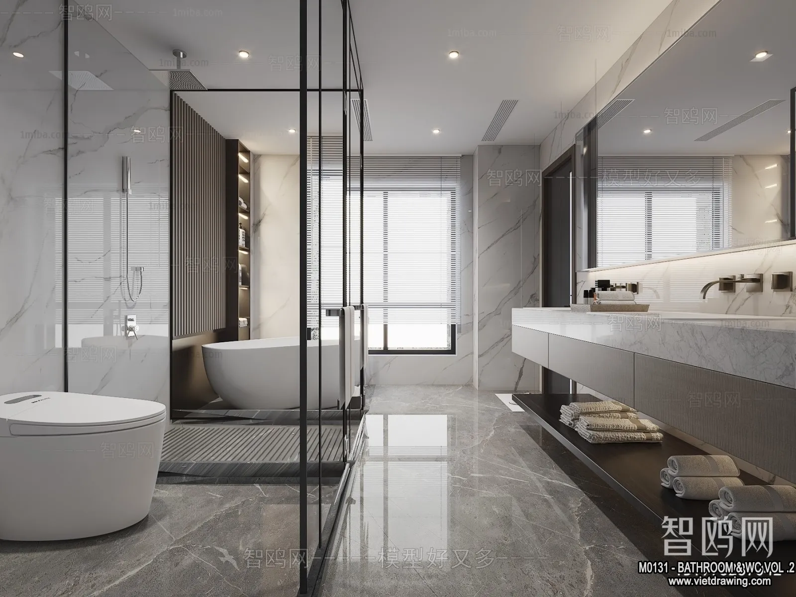 Bathroom – Toilet – WC – RestRoom – 3D Interior Scene – 476