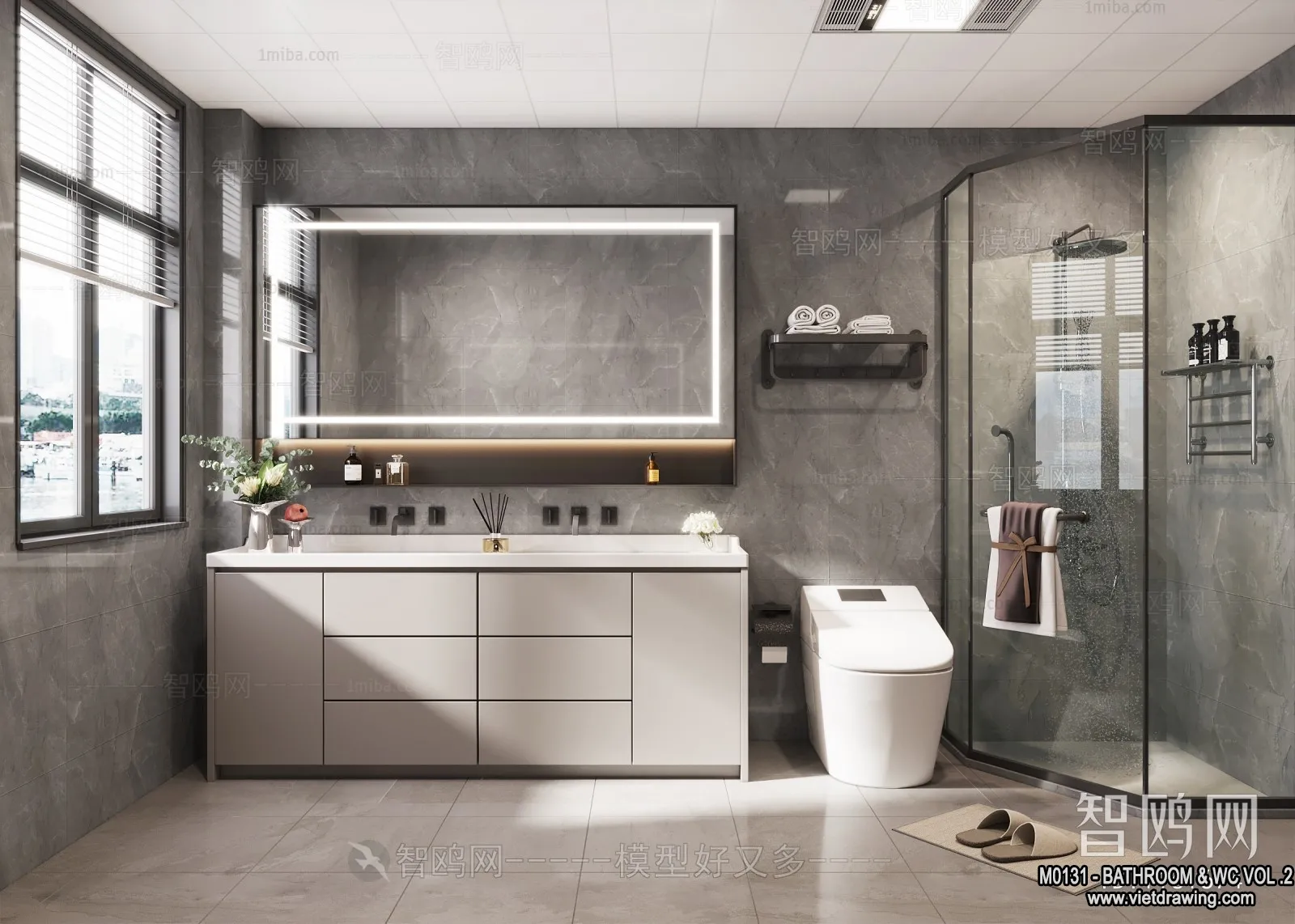 Bathroom – Toilet – WC – RestRoom – 3D Interior Scene – 477