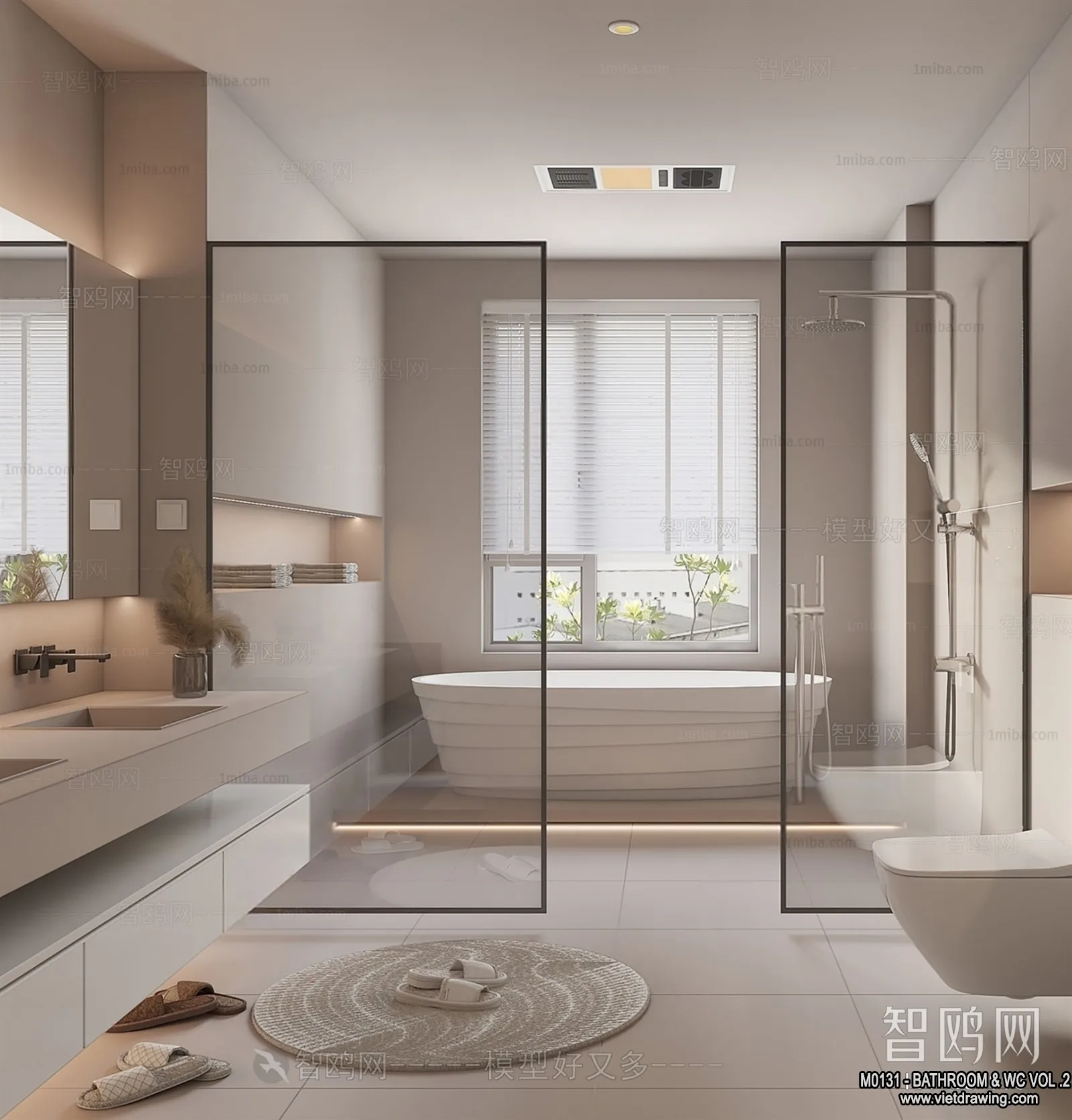 Bathroom – Toilet – WC – RestRoom – 3D Interior Scene – 478