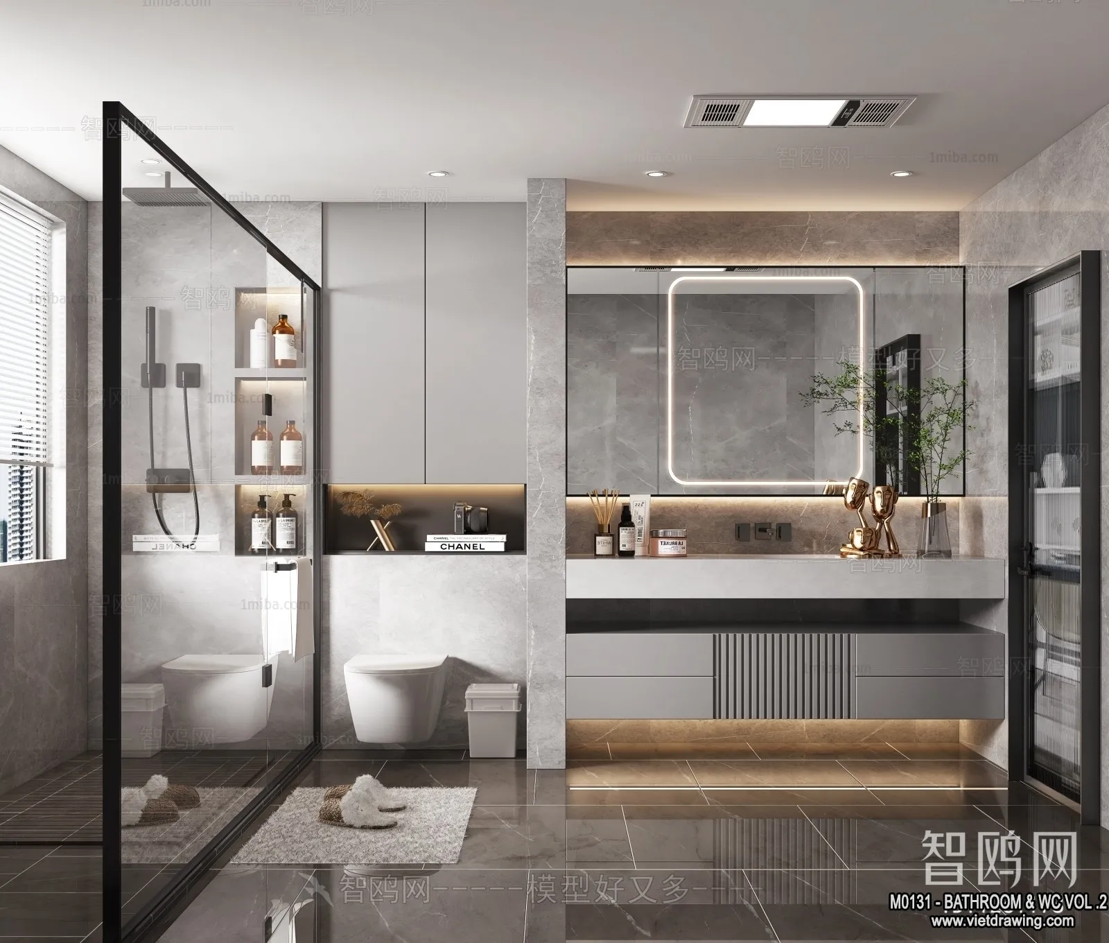 Bathroom – Toilet – WC – RestRoom – 3D Interior Scene – 479