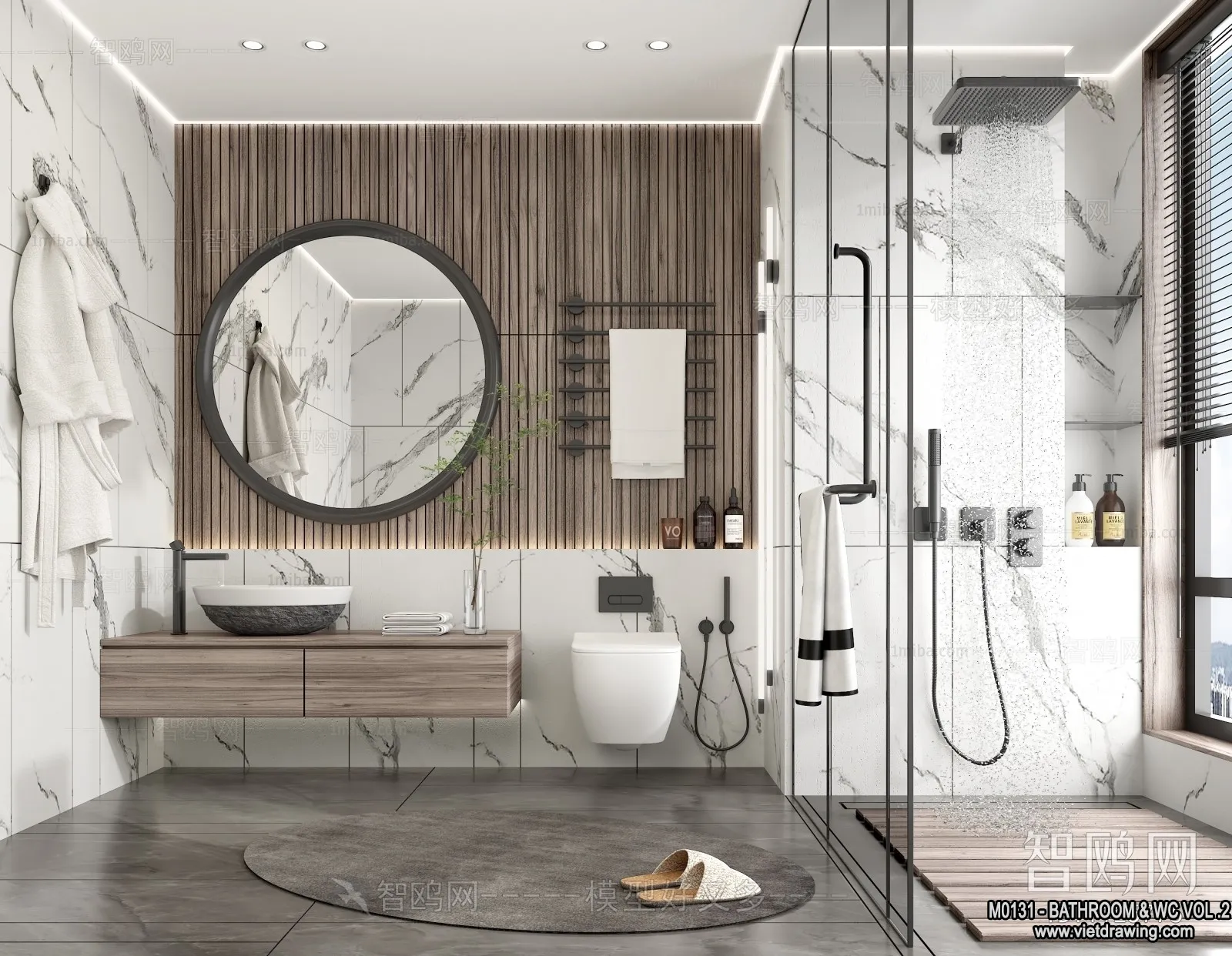 Bathroom – Toilet – WC – RestRoom – 3D Interior Scene – 480