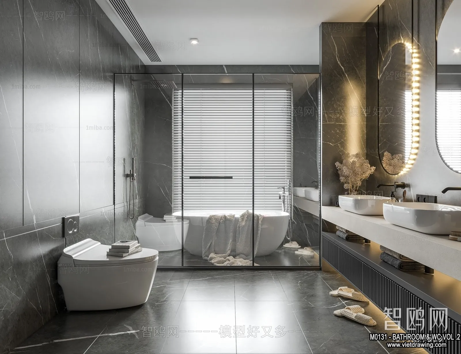 Bathroom – Toilet – WC – RestRoom – 3D Interior Scene – 481