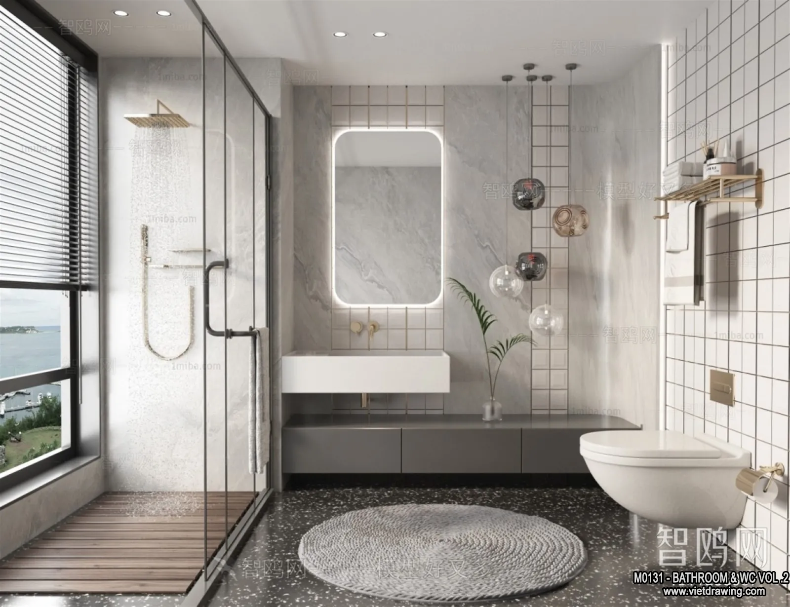 Bathroom – Toilet – WC – RestRoom – 3D Interior Scene – 482