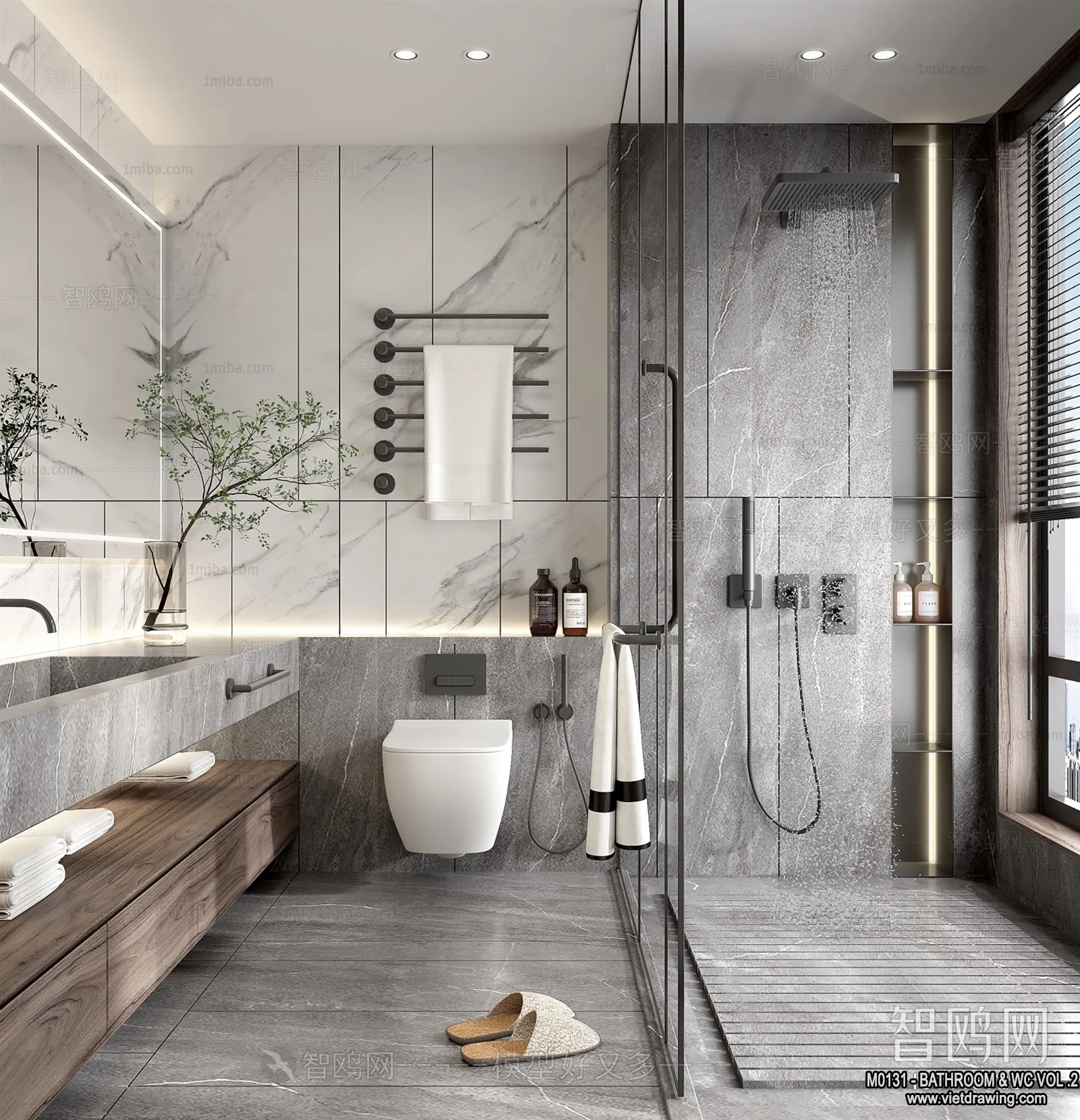 Bathroom – Toilet – WC – RestRoom – 3D Interior Scene – 484