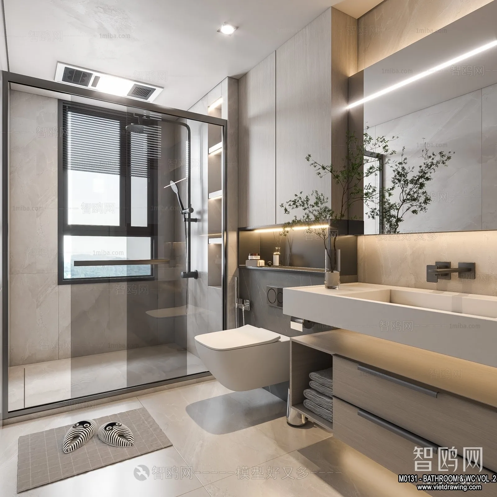 Bathroom – Toilet – WC – RestRoom – 3D Interior Scene – 485