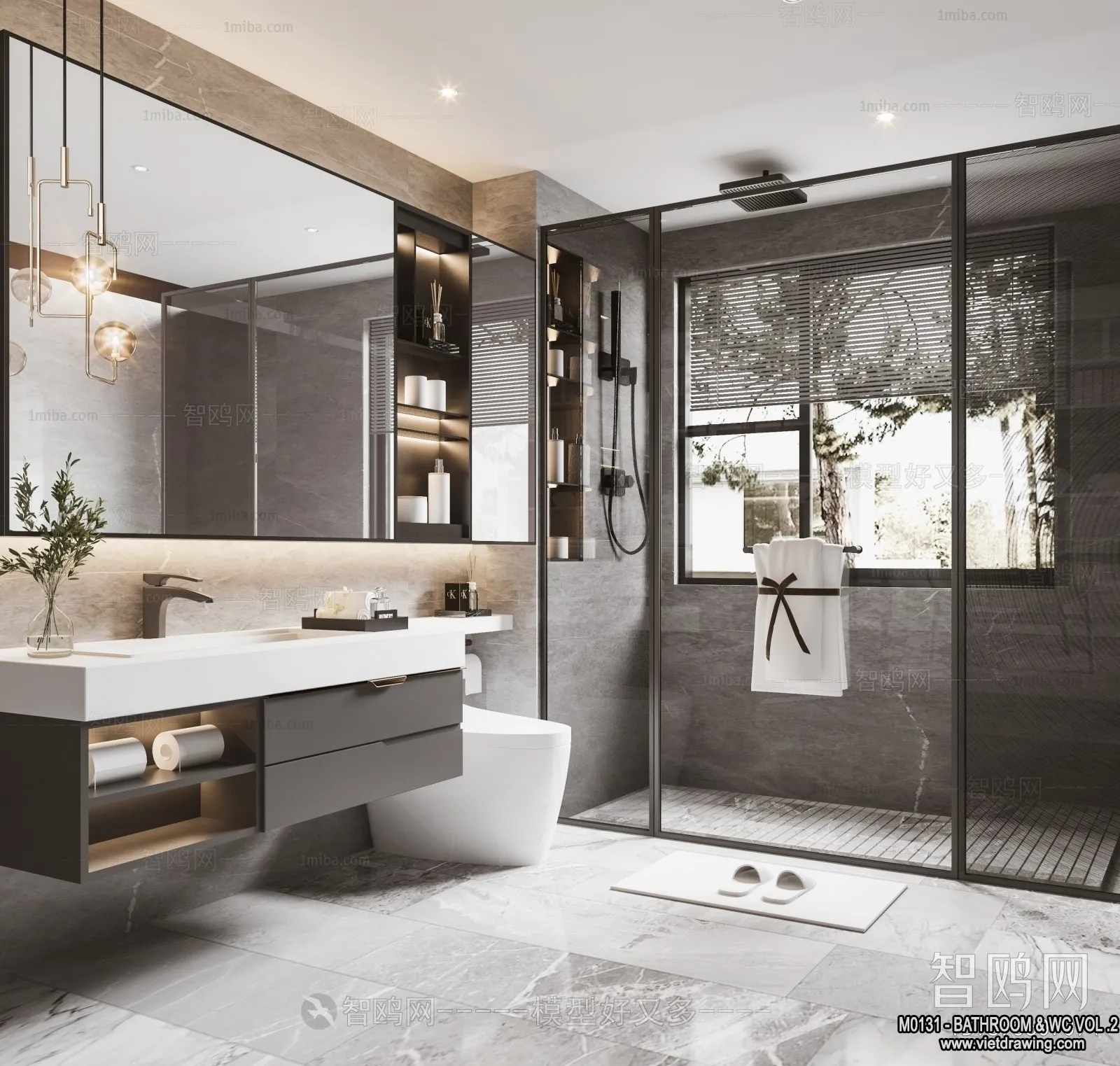 Bathroom – Toilet – WC – RestRoom – 3D Interior Scene – 487