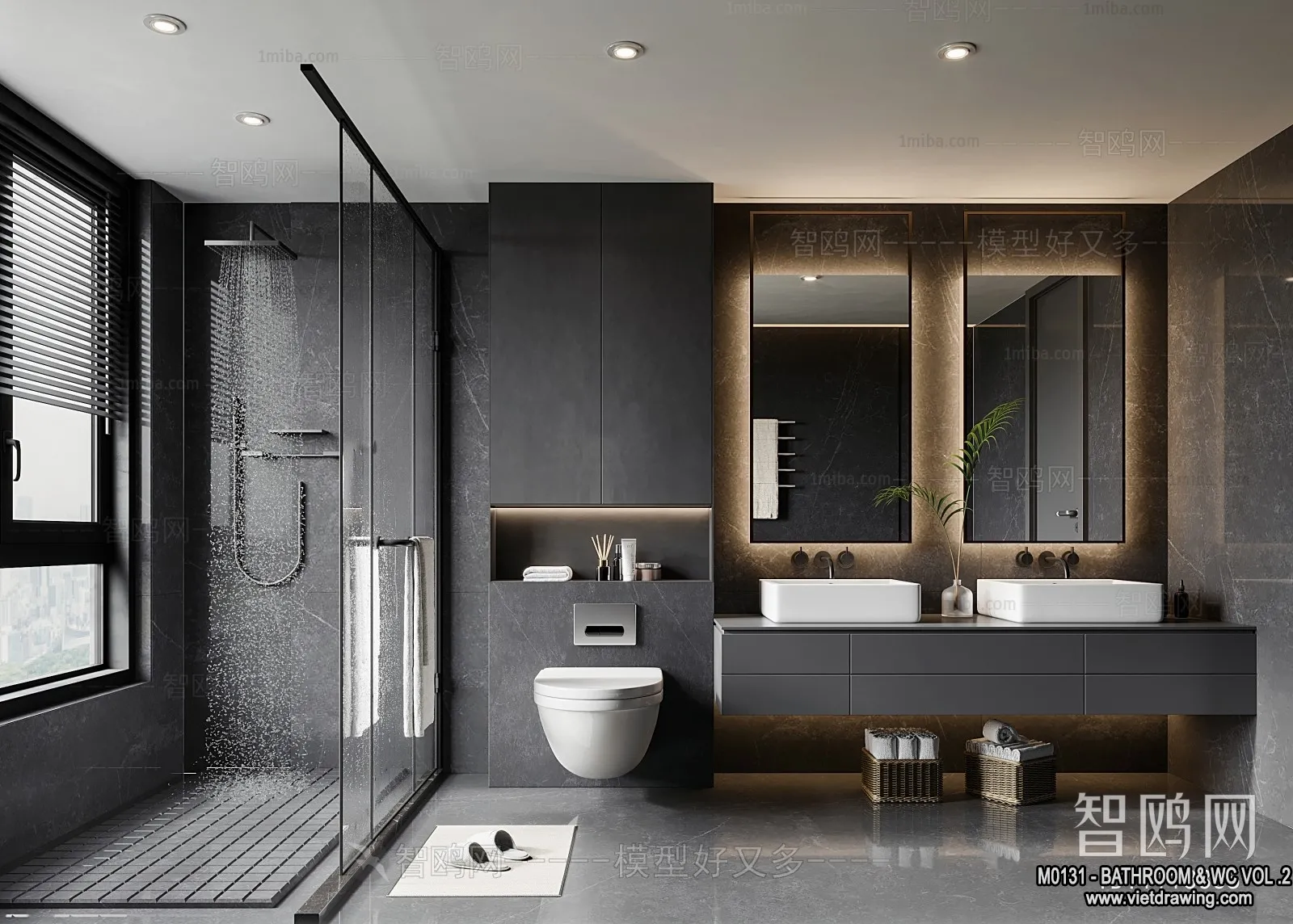 Bathroom – Toilet – WC – RestRoom – 3D Interior Scene – 488