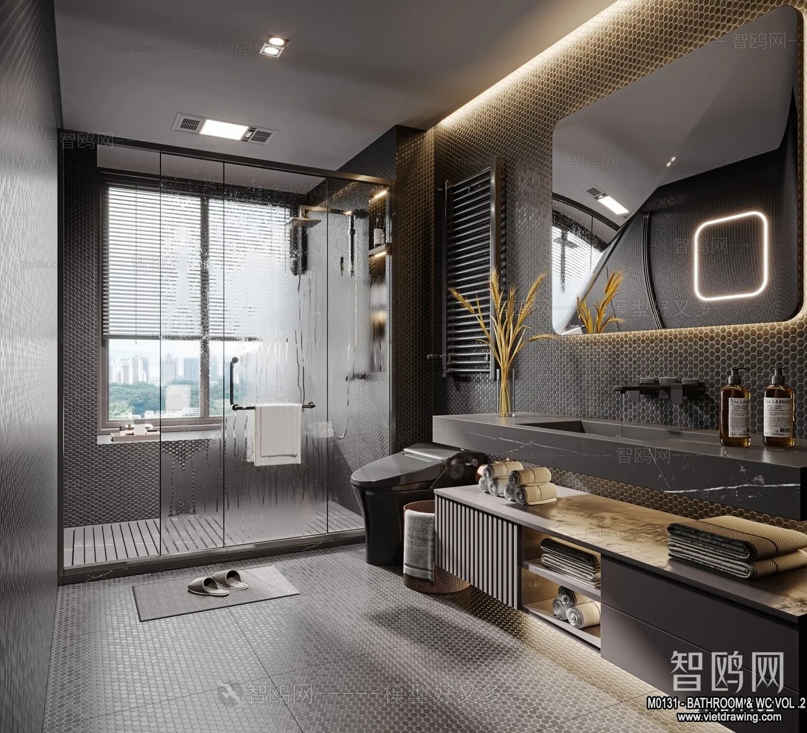 Bathroom – Toilet – WC – RestRoom – 3D Interior Scene – 489