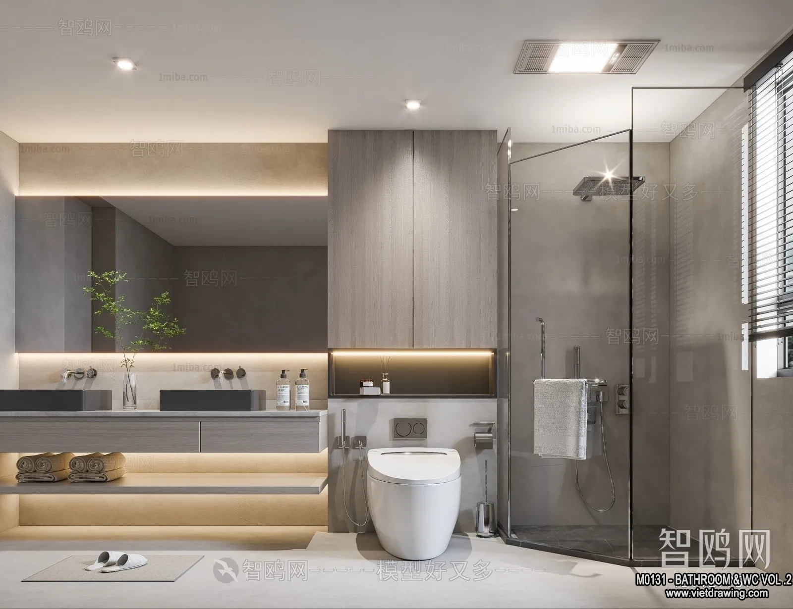 Bathroom – Toilet – WC – RestRoom – 3D Interior Scene – 490