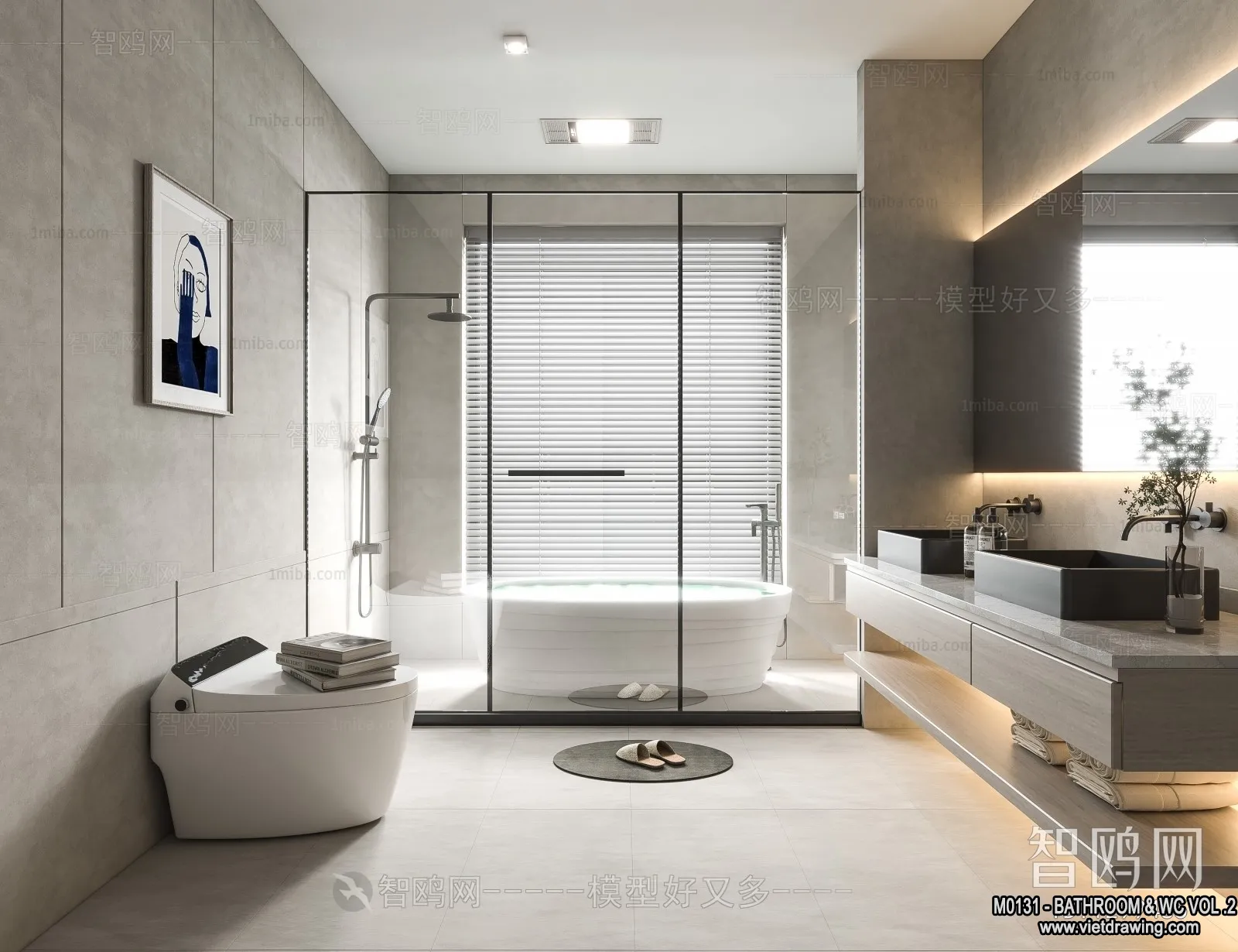 Bathroom – Toilet – WC – RestRoom – 3D Interior Scene – 491