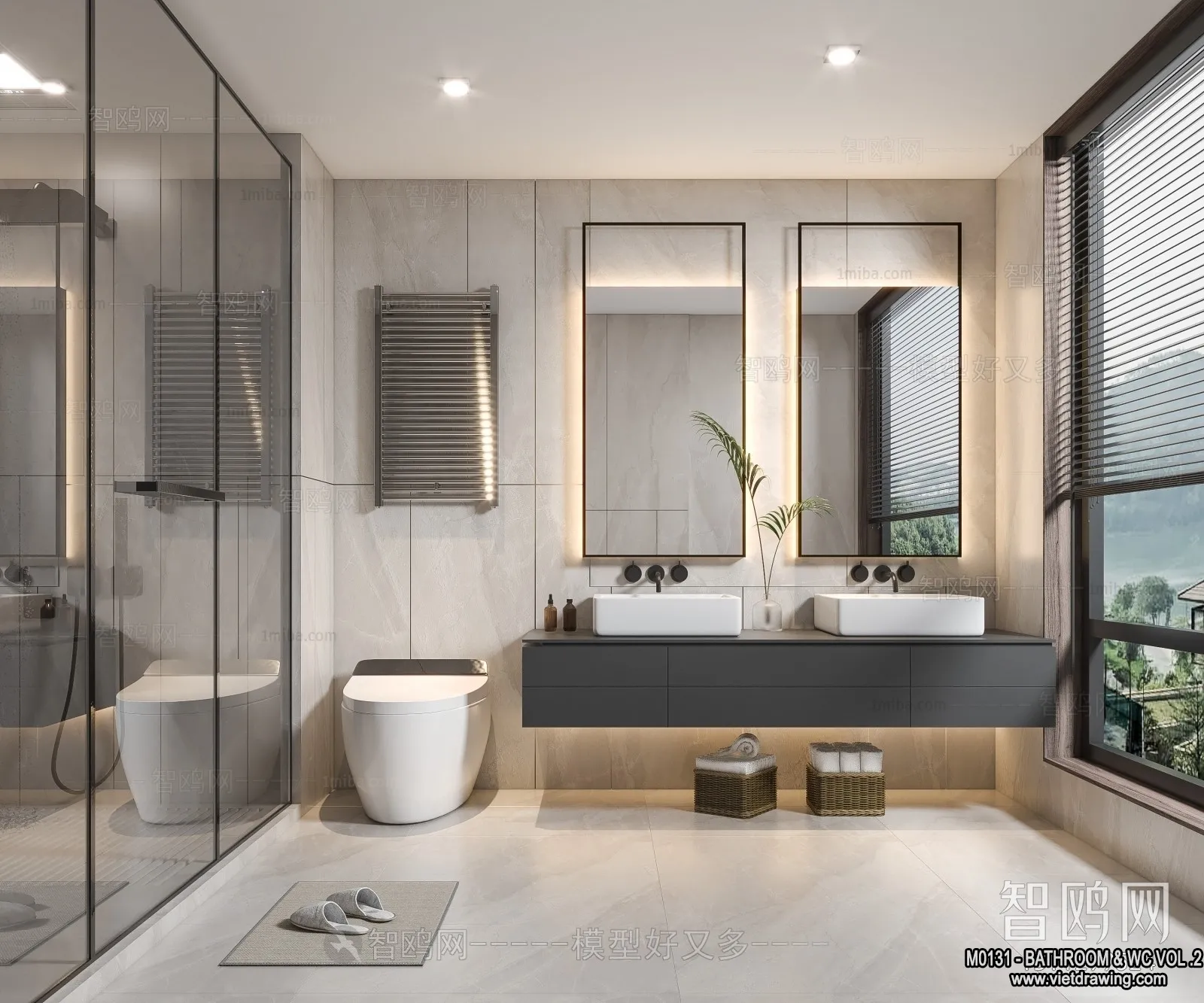 Bathroom – Toilet – WC – RestRoom – 3D Interior Scene – 492