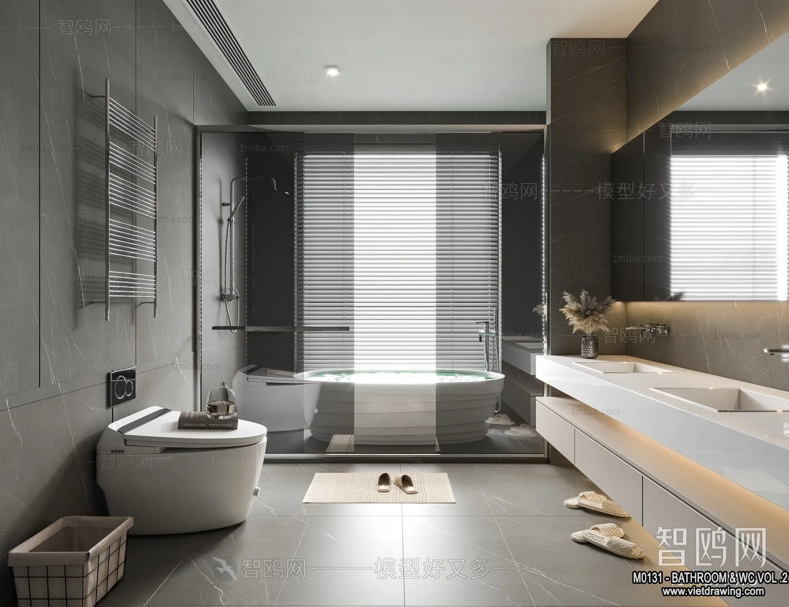 Bathroom – Toilet – WC – RestRoom – 3D Interior Scene – 496