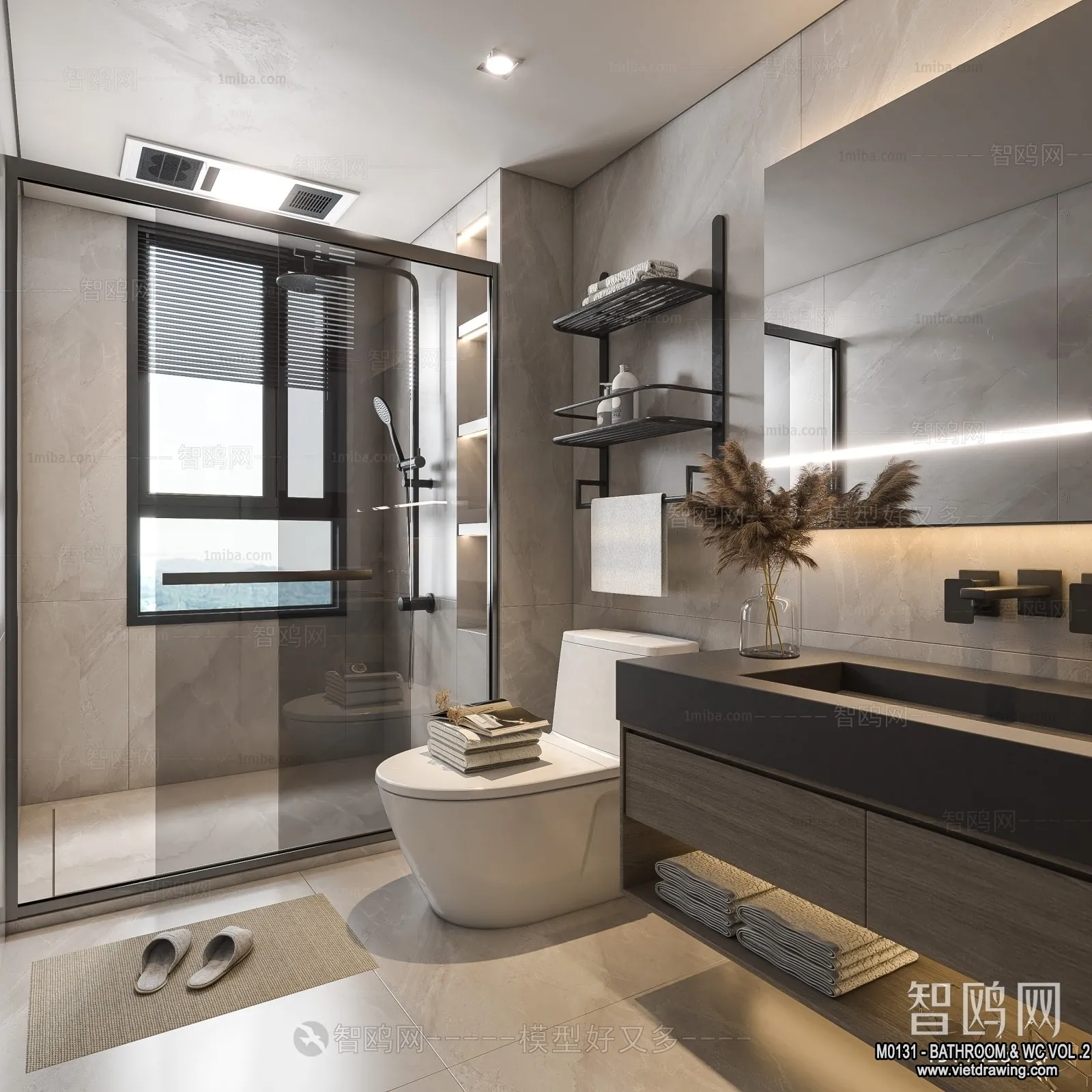 Bathroom – Toilet – WC – RestRoom – 3D Interior Scene – 497