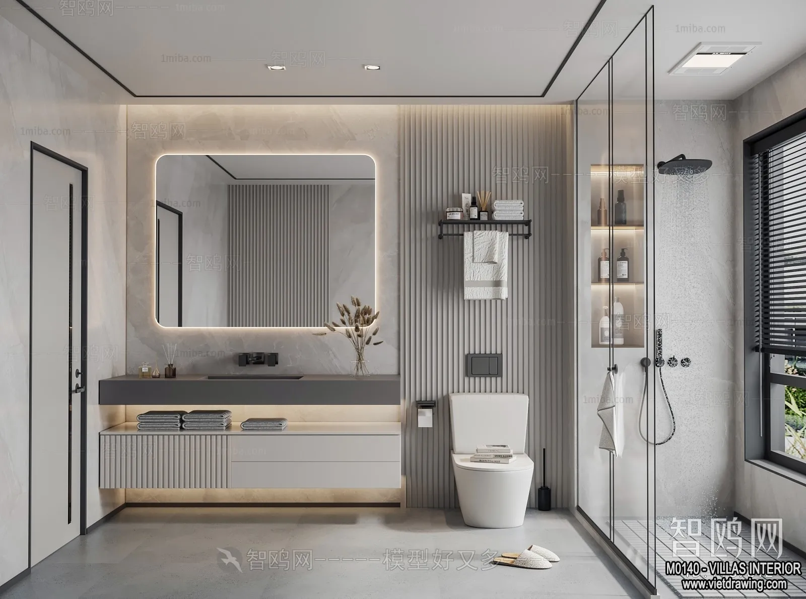 Bathroom – Villas 3D Interior Scene – 3D Models – 002