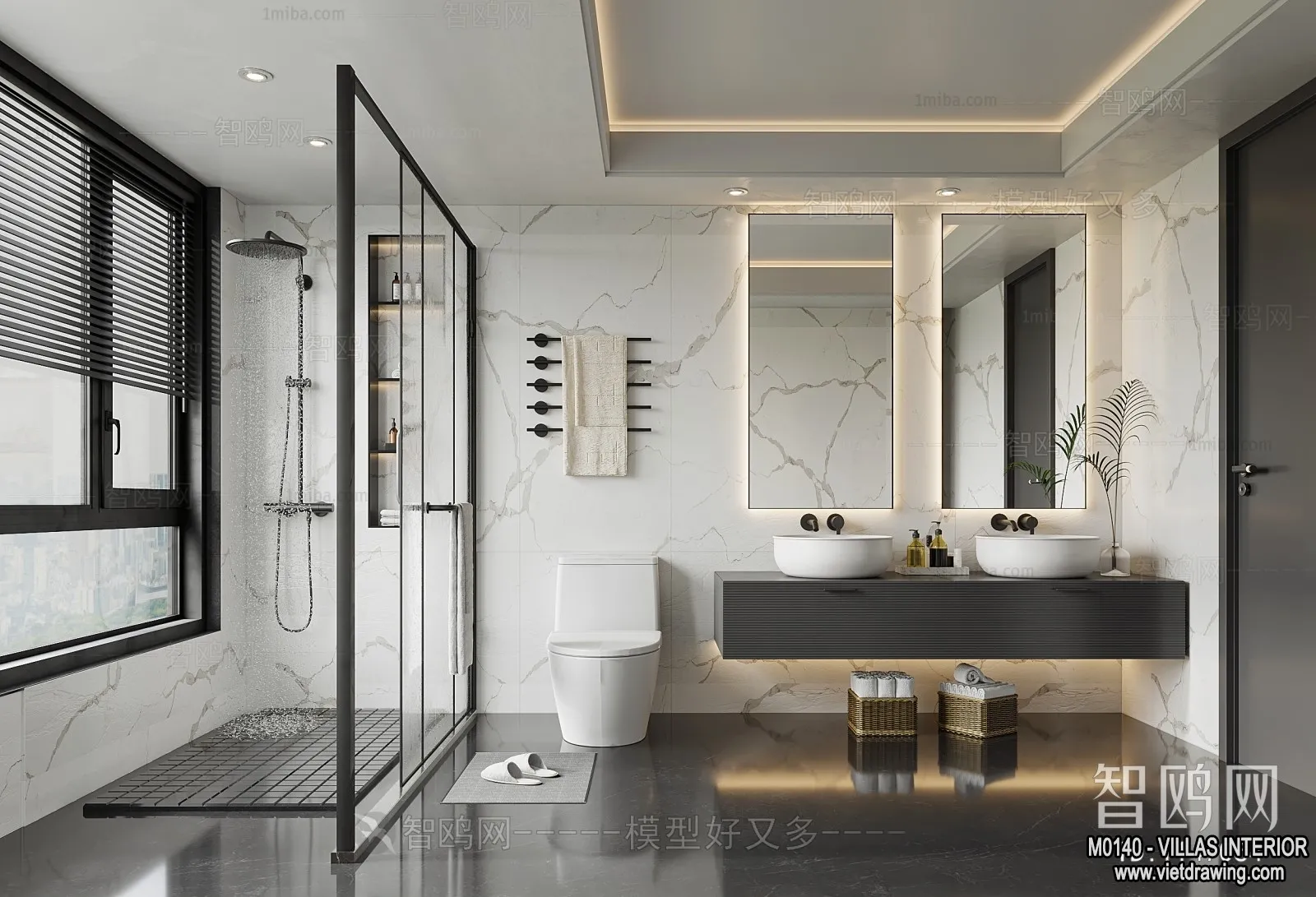 Bathroom – Villas 3D Interior Scene – 3D Models – 012