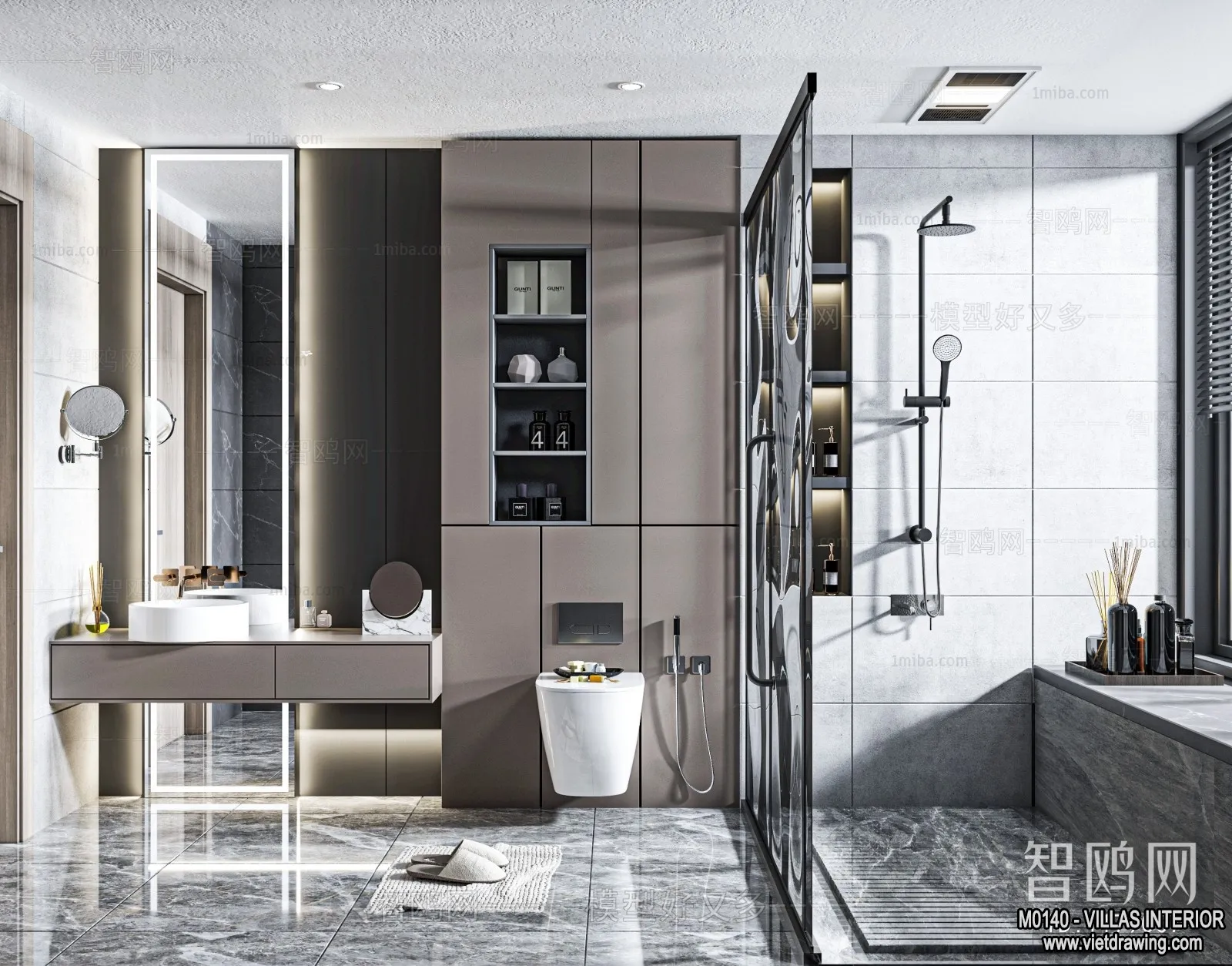 Bathroom – Villas 3D Interior Scene – 3D Models – 015