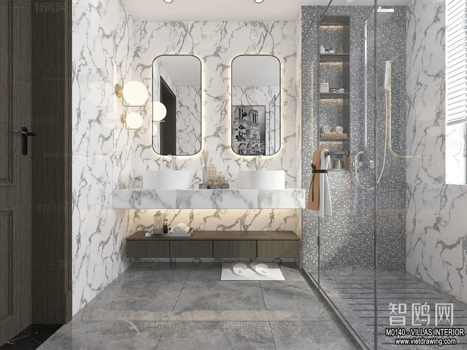 Bathroom – Villas 3D Interior Scene – 3D Models – 054