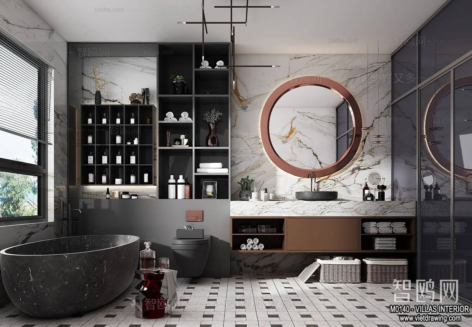 Bathroom – Villas 3D Interior Scene – 3D Models – 059