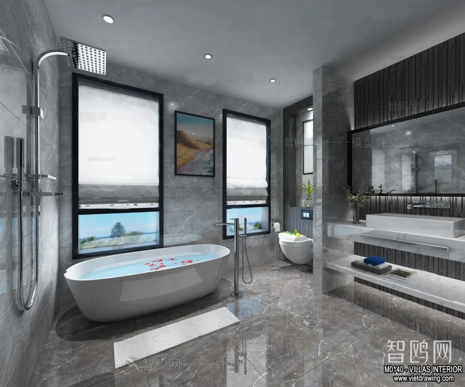 Bathroom – Villas 3D Interior Scene – 3D Models – 060