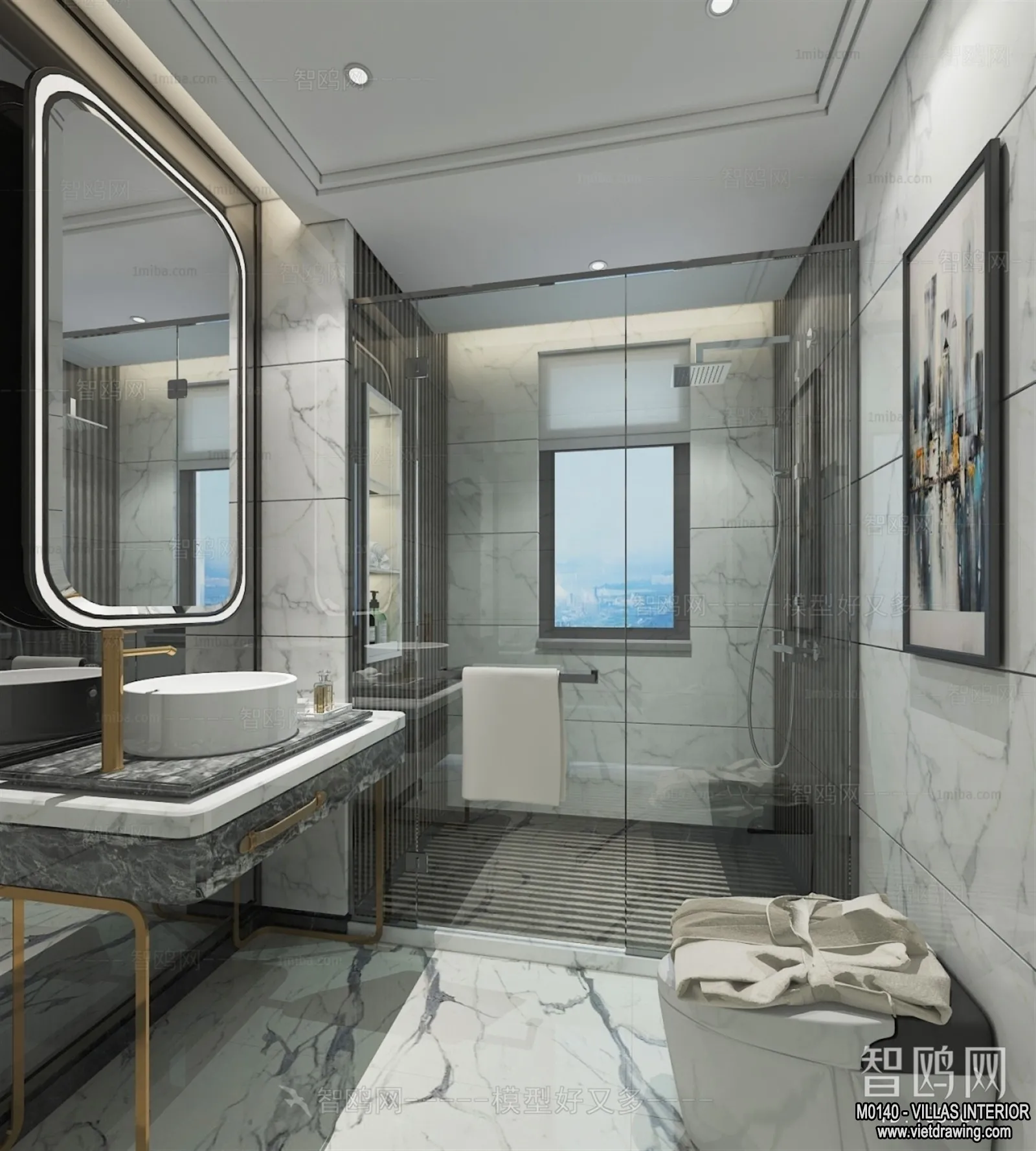 Bathroom – Villas 3D Interior Scene – 3D Models – 075