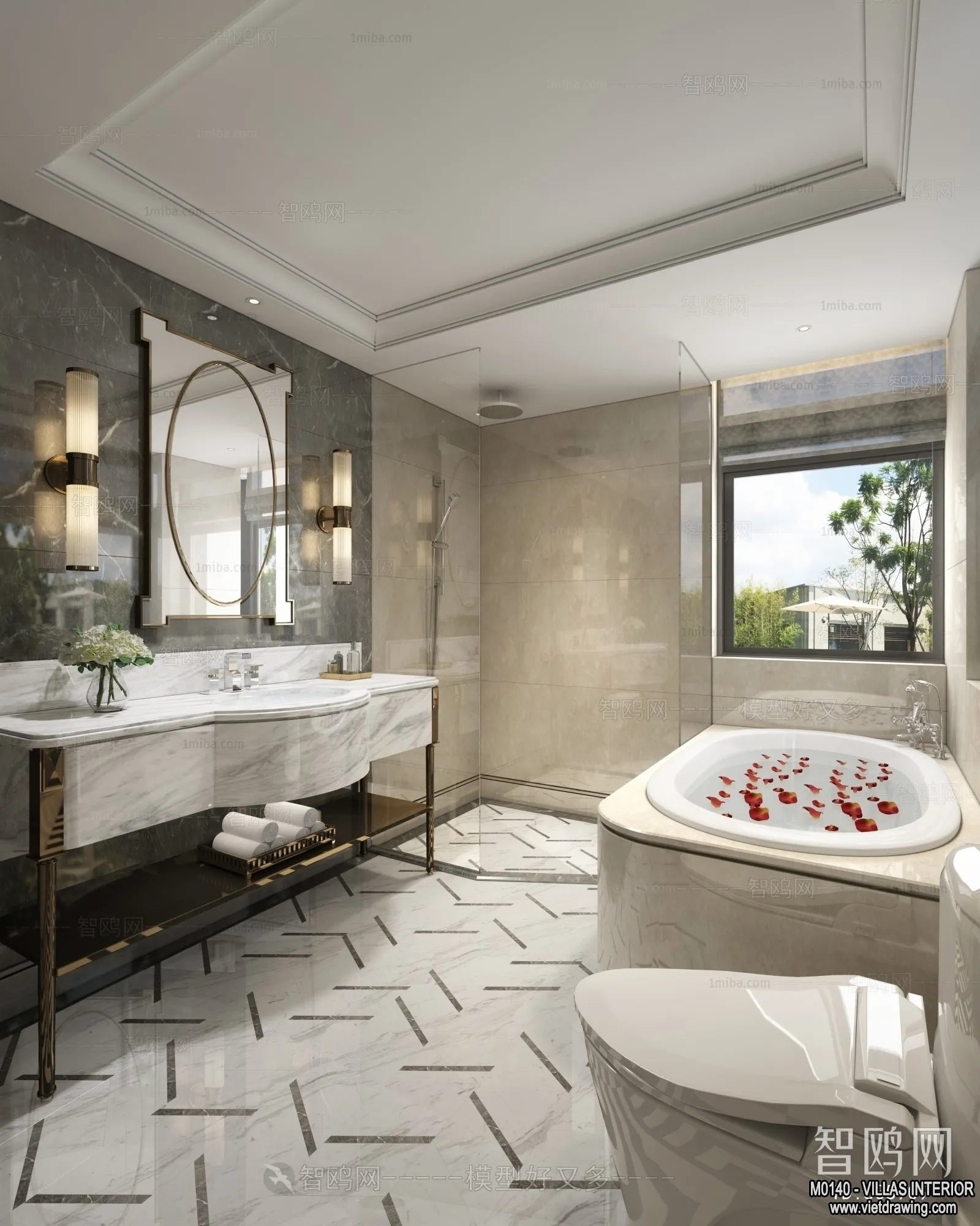 Bathroom – Villas 3D Interior Scene – 3D Models – 077