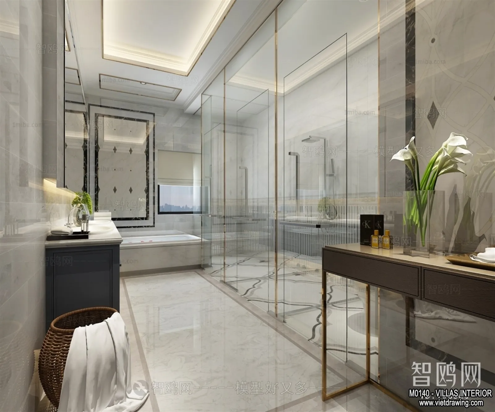 Bathroom – Villas 3D Interior Scene – 3D Models – 078