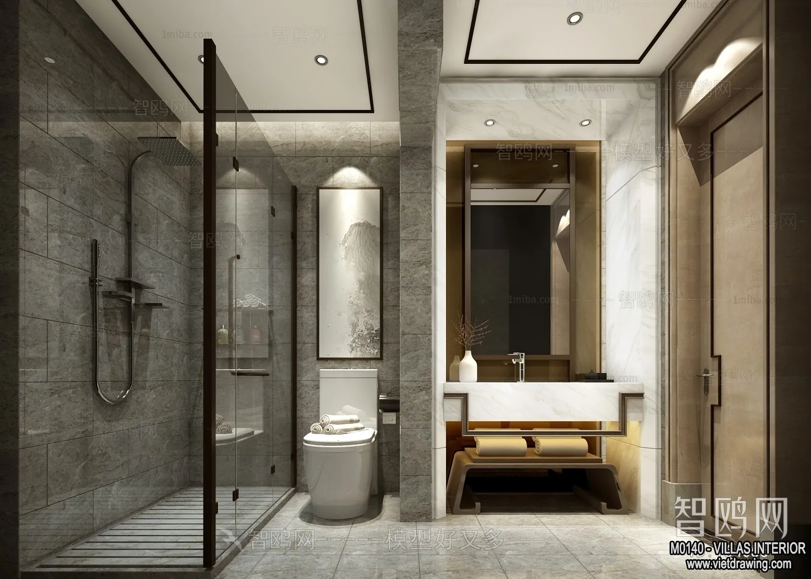 Bathroom – Villas 3D Interior Scene – 3D Models – 082