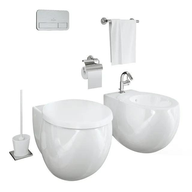 bathroom – Villeroy and Boch Aveo toilet and bidet 3ds Max
