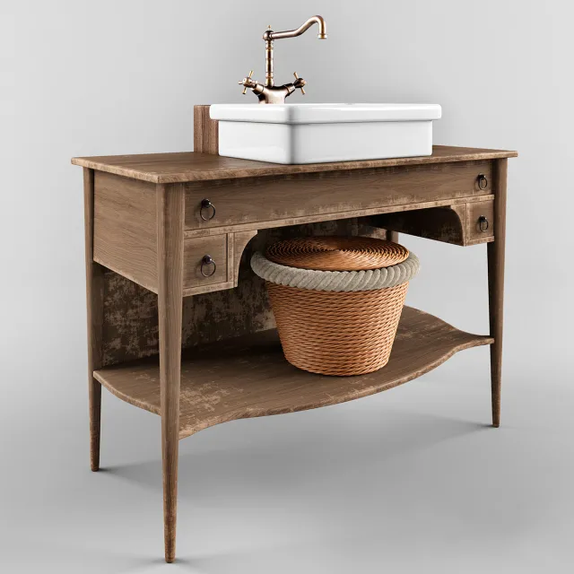 bathroom – Vintage bath washbasin 5 3ds Max